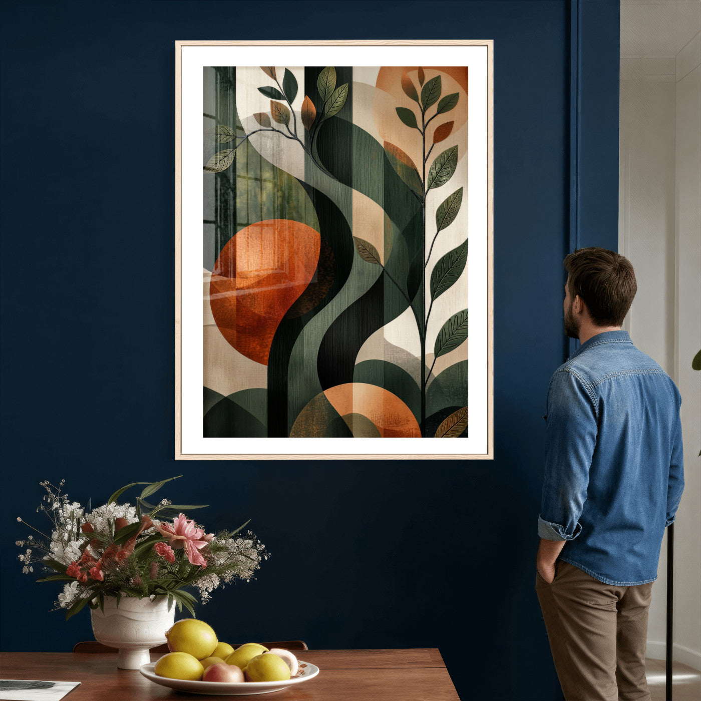 82797335-MGV-CV-24X36 - Abstract Green Flowers Wall Art Canvas Print