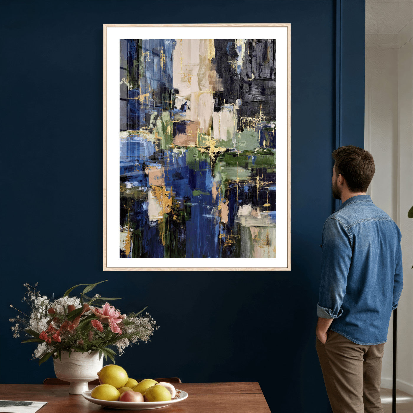 69517274-MGV-CV-24X36 - Abstract Dark Blue Wall Art Canvas Print