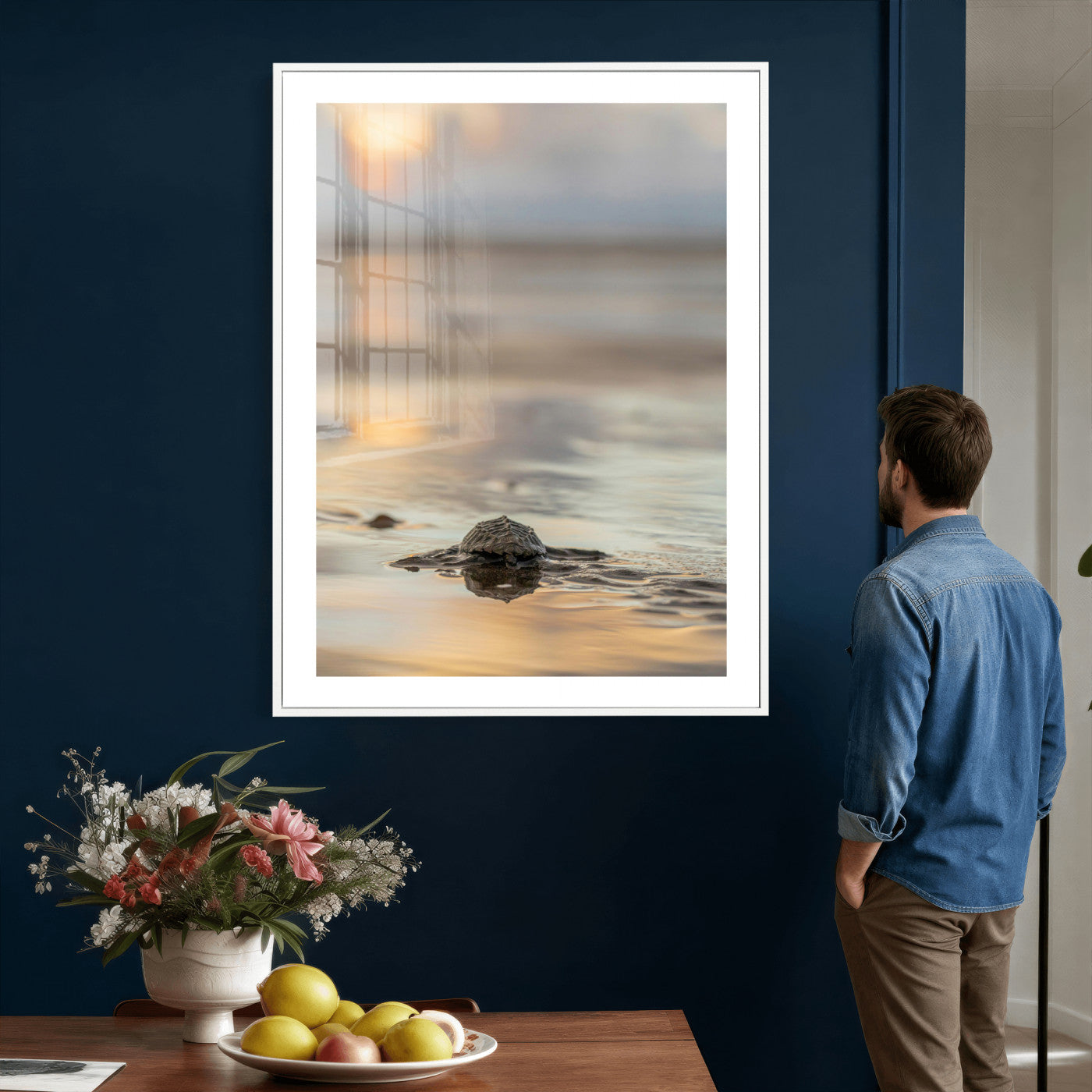 88625581-MGV-CV-24X36 - Sea Turtle Hatchling Wall Art Canvas Print – Soft Coastal Wildlife Photography Artwork Print for Living Room, Bedroom, and Beach House Decor