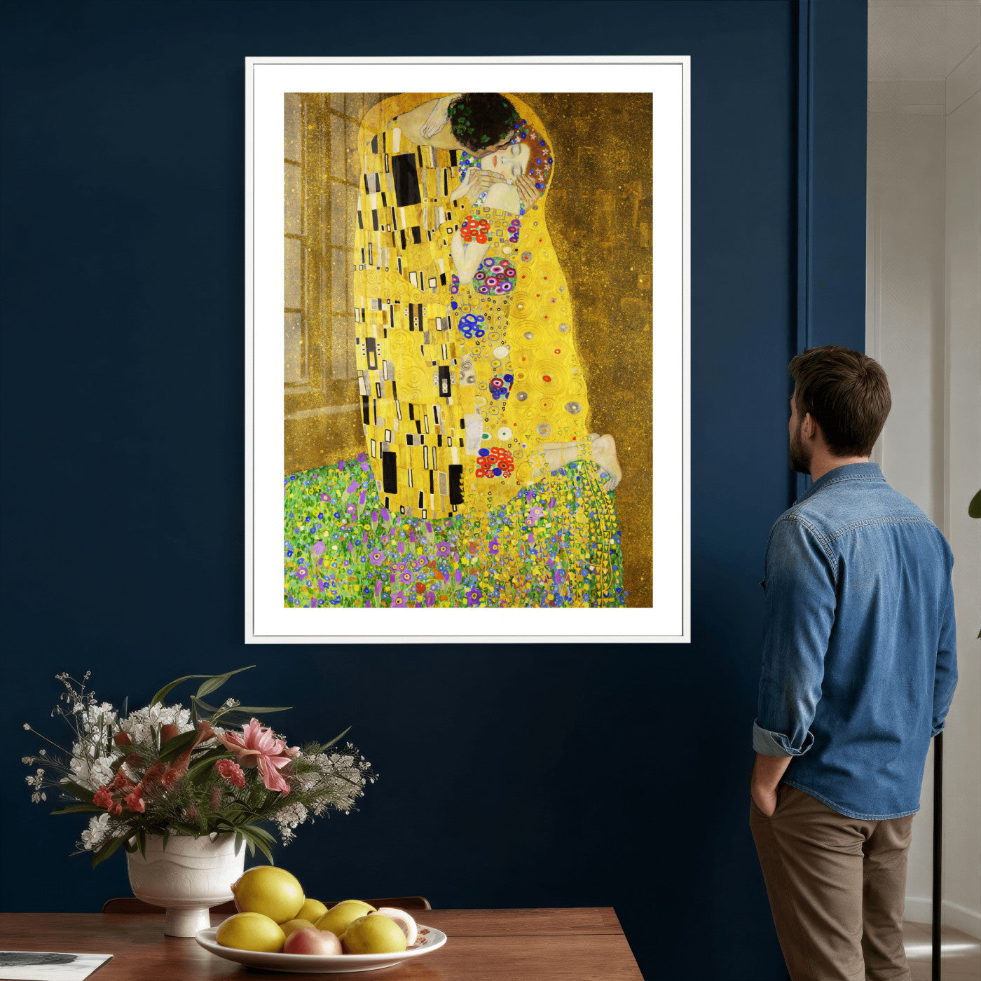 77323081-MGV-CV-24X36 - The Kiss Wall Art Canvas Print – Gustav Klimt Inspired Gold Art Nouveau Painting