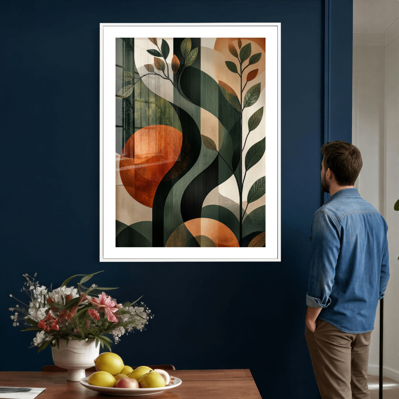 82797335-MGV-CV-24X36 - Abstract Green Flowers Wall Art Canvas Print