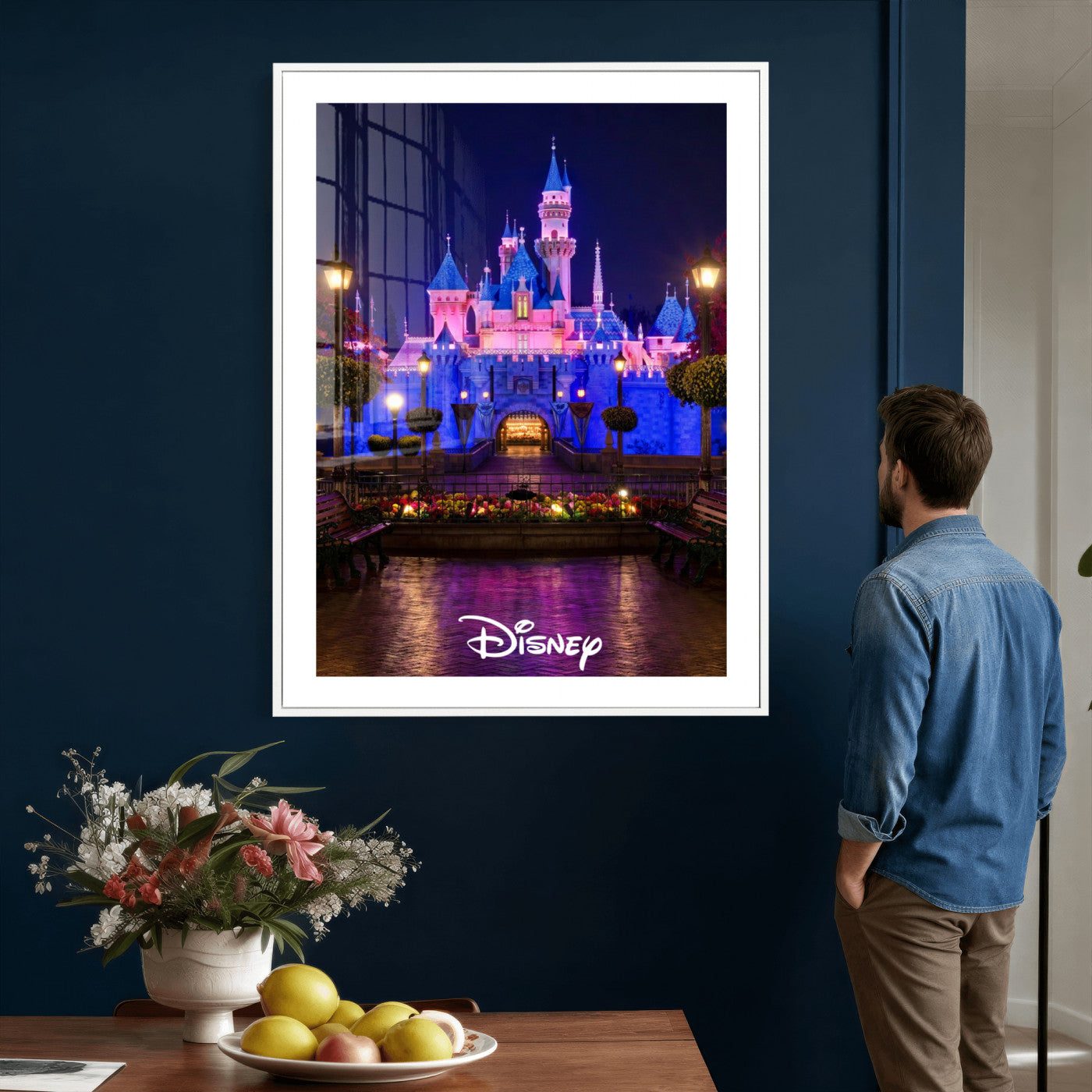 79435D-MGV-CV-24X36 - Disney Castle Wall Art – Framed Magic Kingdom Canvas Artwork, Fairytale Design, Kids Room Fantasy Decor for Home, Office