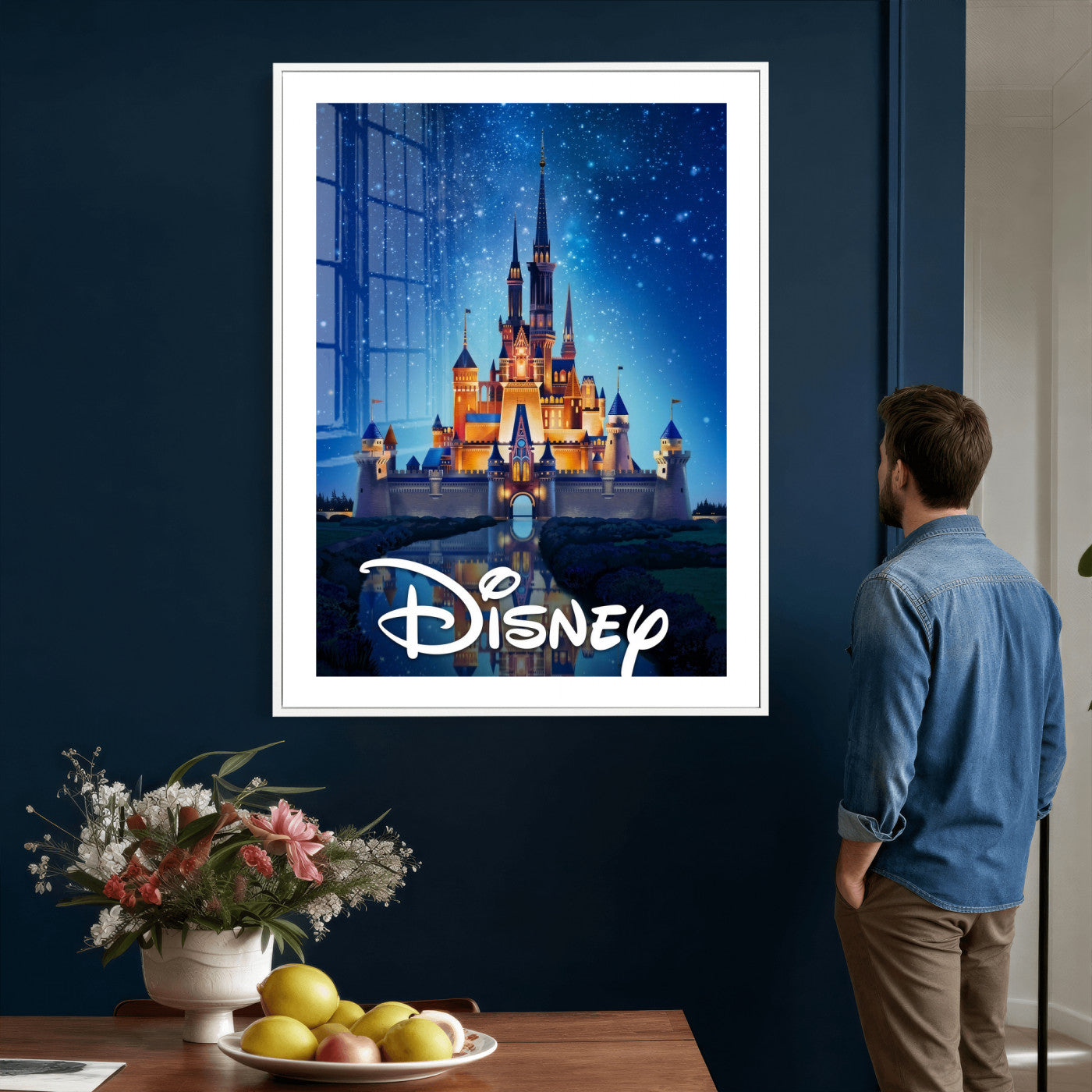79435DS-MGV-CV-24X36 - Disney Castle Wall Art – Framed Magic Kingdom Canvas Artwork, Fairytale Design, Kids Room Fantasy Decor for Home, Office