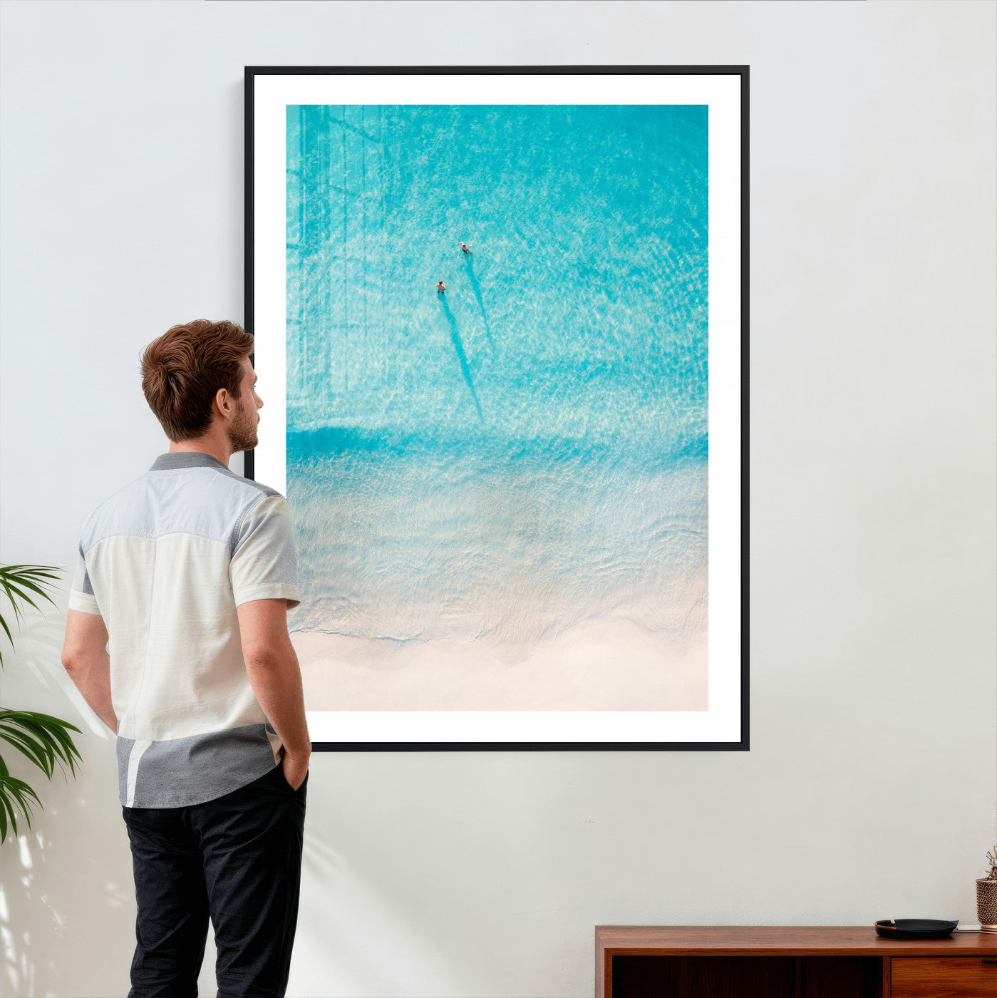10632757-MGV-CV-24X36 - Aerial Turquoise Beach Wall Art Canvas Print – Minimal Coastal Ocean Photography Artwork Print for Living Room, Bedroom, and Modern Home Decor