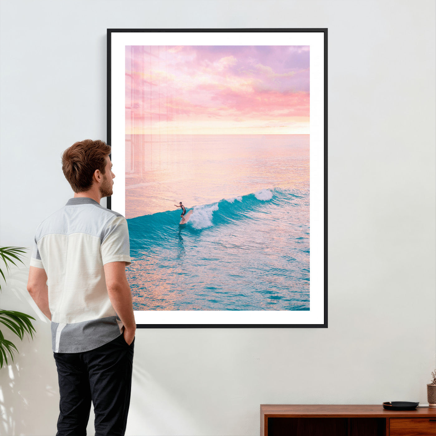 44011962-MGV-CV-24X36 - Sunset Surf Wall Art Canvas Print – Coastal Ocean Photography Artwork Print for Living Room, Beach House, and Relaxing Home Decor