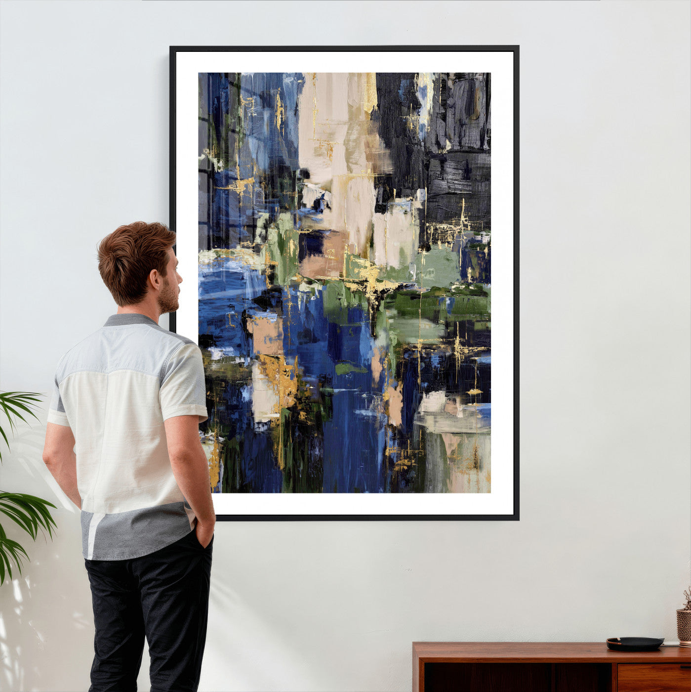 69517274-MGV-CV-24X36 - Abstract Dark Blue Wall Art Canvas Print