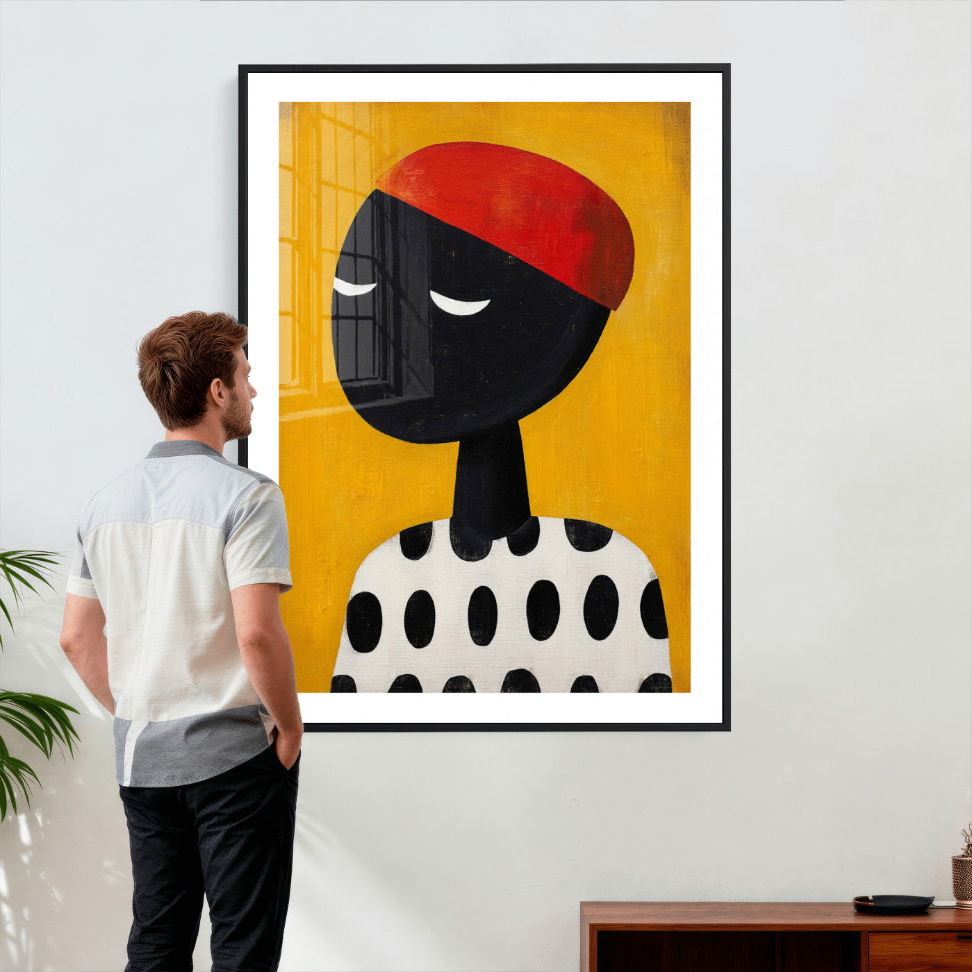 89224103-MGV-CV-24X36 - Abstract Portrait Wall Art Canvas Print, Framed Modern Figurative Artwork, Minimalist Contemporary Statement Wall Decor