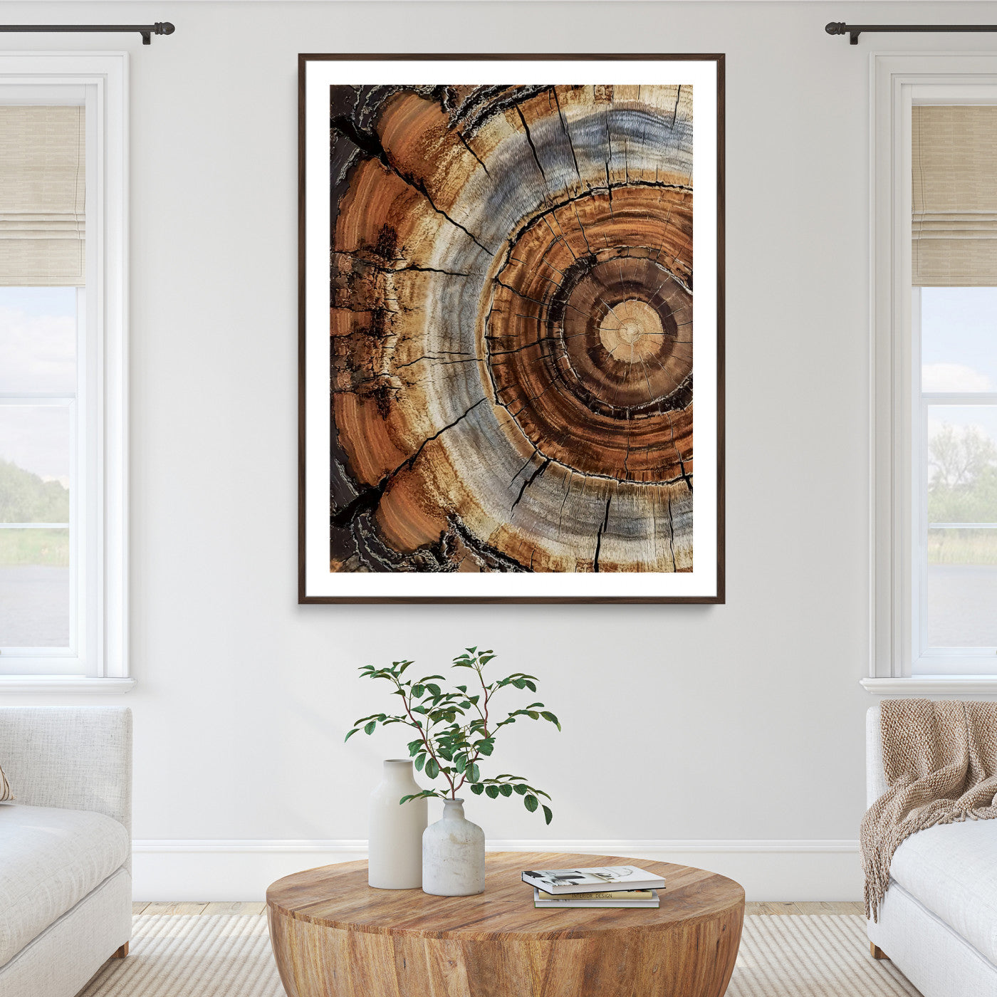28233914-MGC-FP-36x24_Walnut-Tree Rings Wall Art Canvas Print – Rustic Wood Grain Pattern Natural Rings Earthy Artwork for Home, Office, Living Room