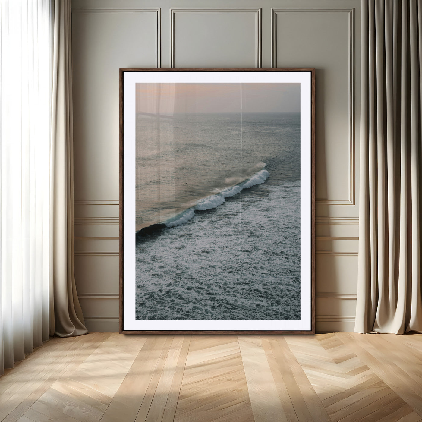 -Ocean Waves Wall Art Canvas Print – Framed Coastal Serenity Relaxing Ocean Scene Artwork for Home Office