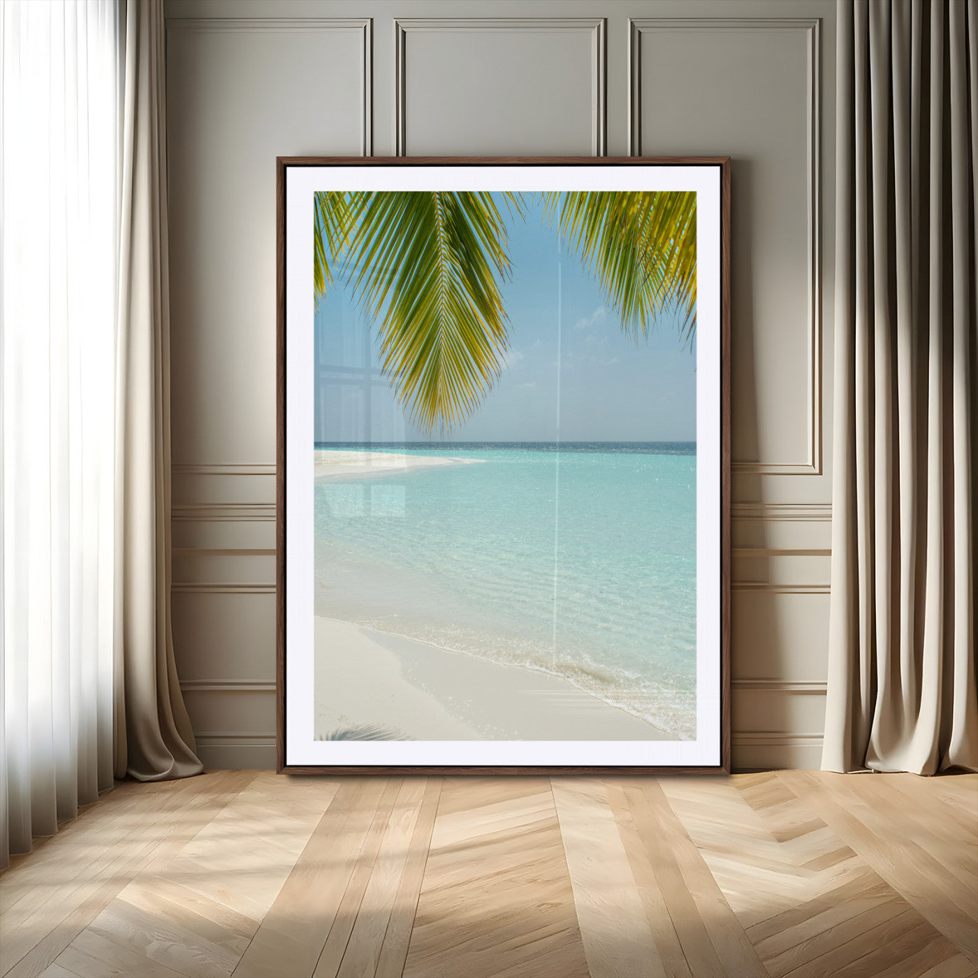 90359351-MGV-CV-24X36-Azure Water Wall Art Canvas Print – Tranquil Island Escape Clear Blue Ocean Minimalist Coastal Artwork for Home, Office