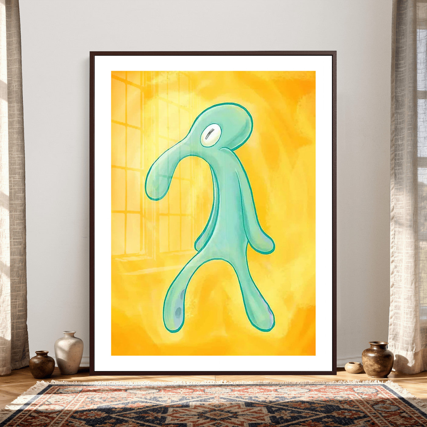16453603-MGV-CV-24X36 - Squidward Tentacles Wall Art Canvas Print – Bold and Brash Style Artwork Print for Living Room, Office, and Creative Decor
