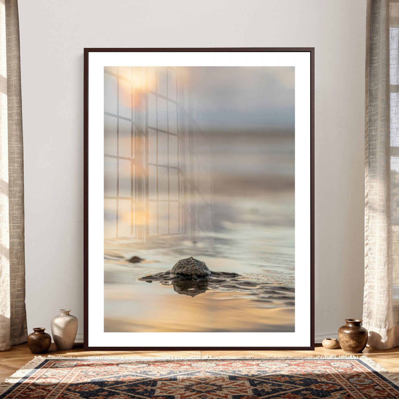 88625581-MGV-CV-24X36 - Sea Turtle Hatchling Wall Art Canvas Print – Soft Coastal Wildlife Photography Artwork Print for Living Room, Bedroom, and Beach House Decor