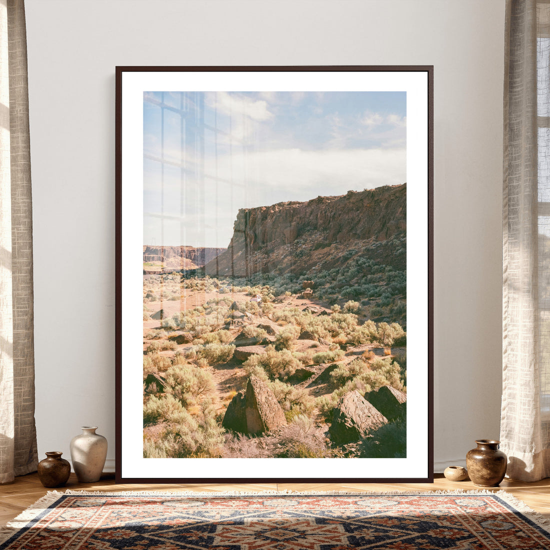 Desert Canyon Landscape Wall Art Canvas Print, Minimal Southwest Decor