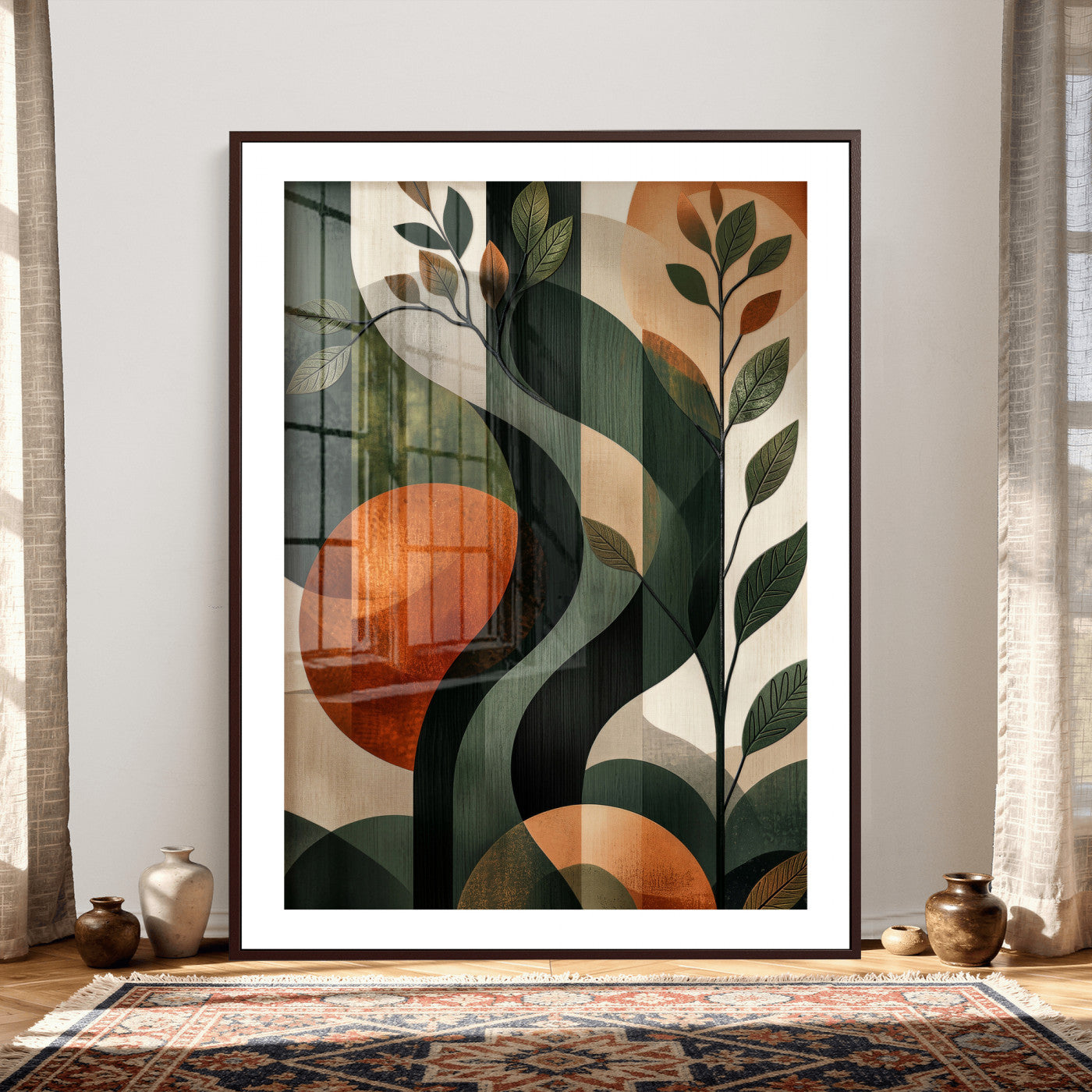 82797335-MGV-CV-24X36 - Abstract Green Flowers Wall Art Canvas Print