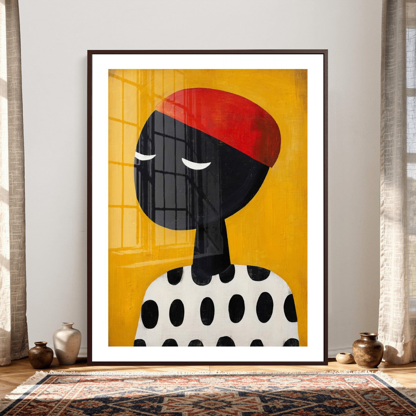 89224103-MGV-CV-24X36 - Abstract Portrait Wall Art Canvas Print, Framed Modern Figurative Artwork, Minimalist Contemporary Statement Wall Decor