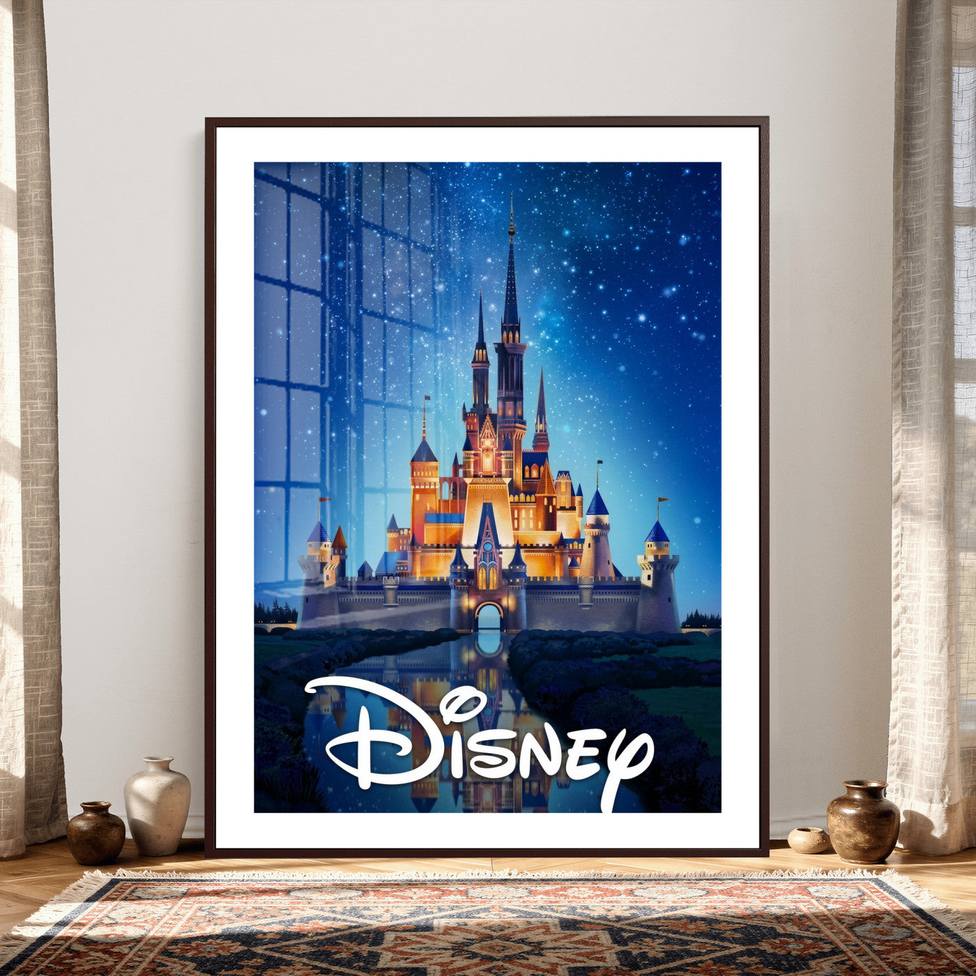 79435DS-MGV-CV-24X36 - Disney Castle Wall Art – Framed Magic Kingdom Canvas Artwork, Fairytale Design, Kids Room Fantasy Decor for Home, Office