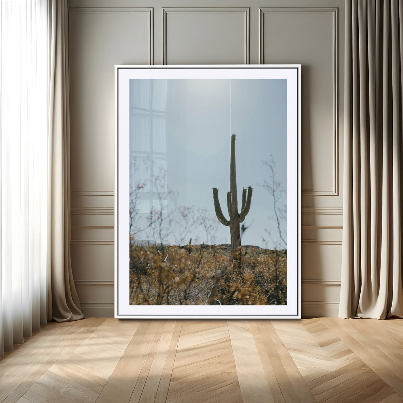 72537171-MGV-CV-24X36-Saguaro Cactus Wall Art Canvas Print – Framed Southwestern Desert Landscape Nature Scene Artwork for Home Office