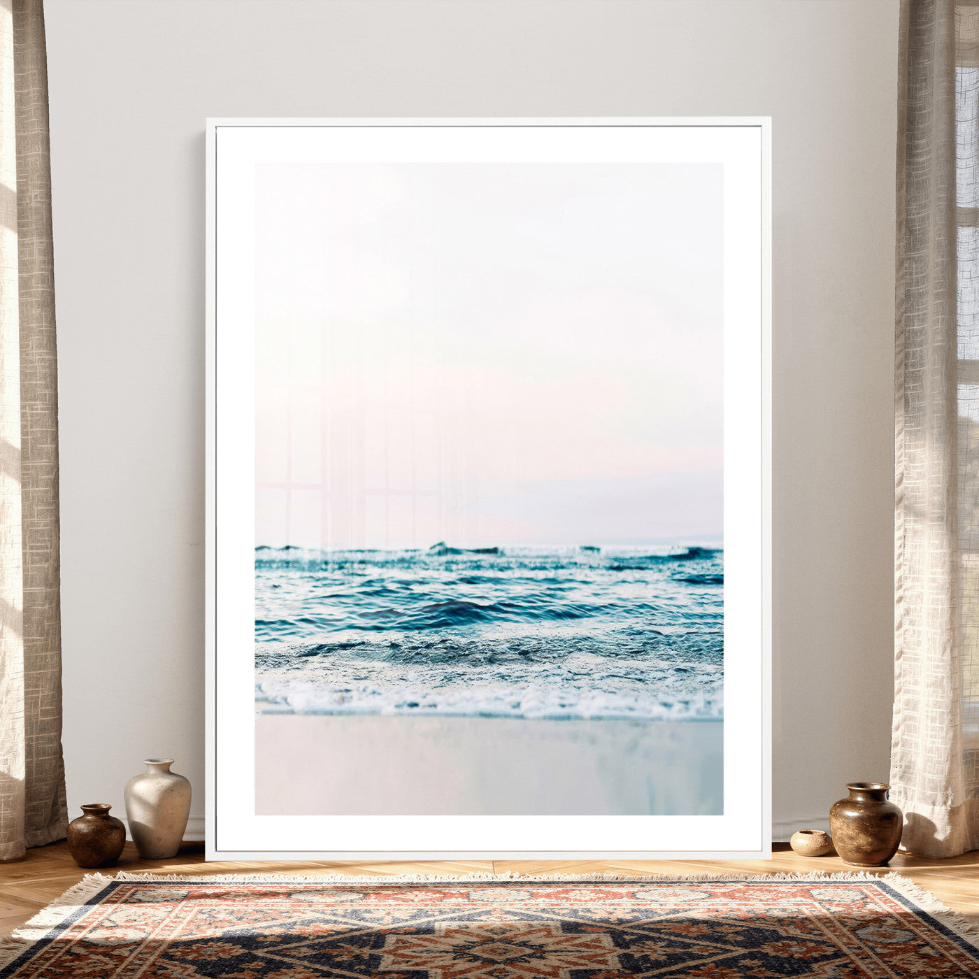 75569715-MGV-CV-24X36 - Minimal Ocean Wave Wall Art Canvas Print – Coastal Seascape Artwork for Living Room, Bedroom, and Office Decor