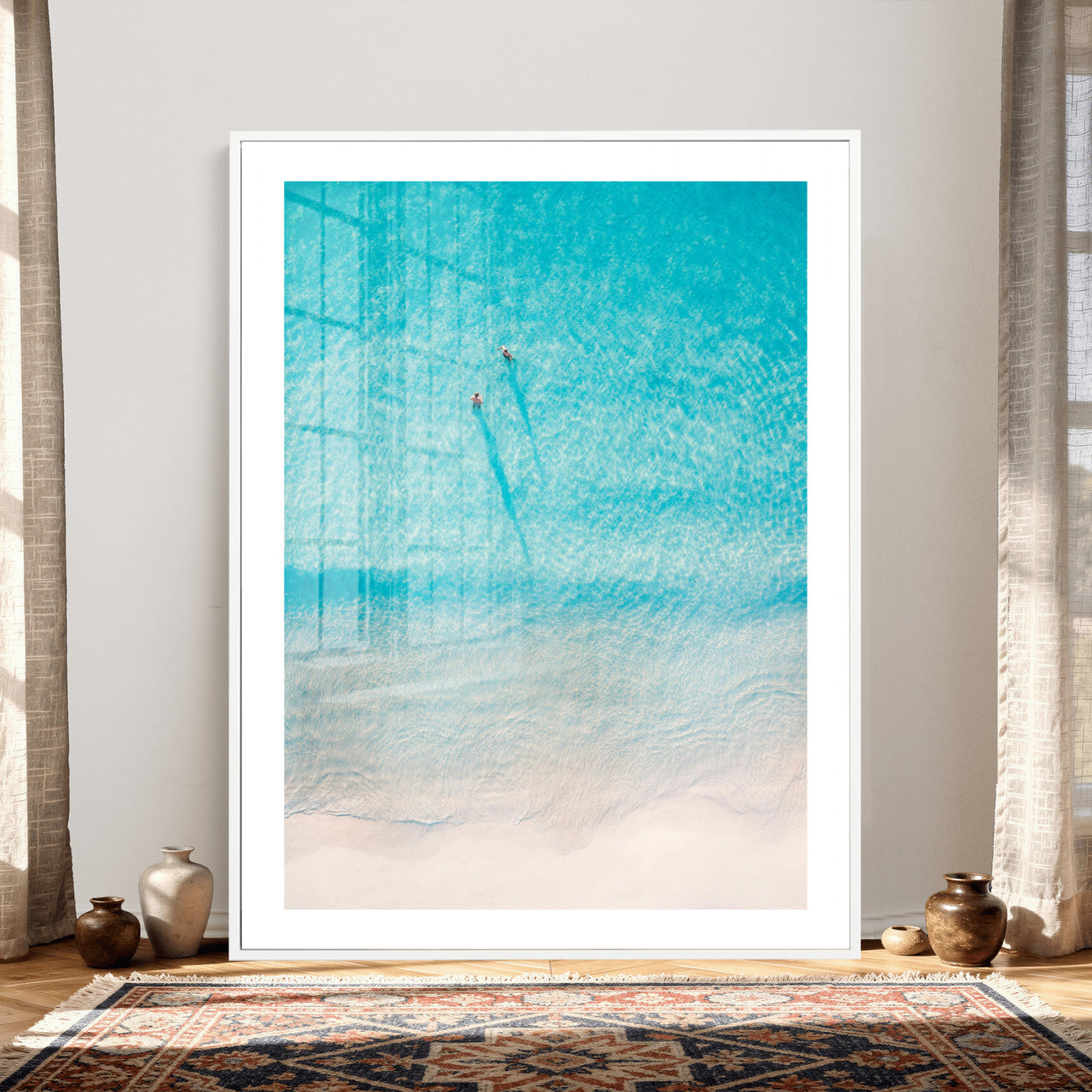 10632757-MGV-CV-24X36 - Aerial Turquoise Beach Wall Art Canvas Print – Minimal Coastal Ocean Photography Artwork Print for Living Room, Bedroom, and Modern Home Decor