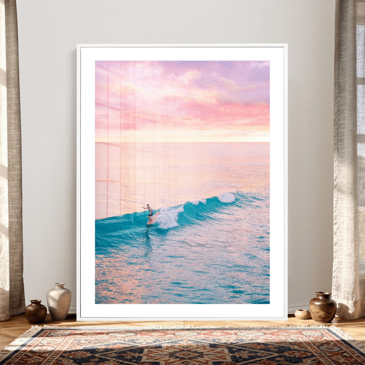 44011962-MGV-CV-24X36 - Sunset Surf Wall Art Canvas Print – Coastal Ocean Photography Artwork Print for Living Room, Beach House, and Relaxing Home Decor