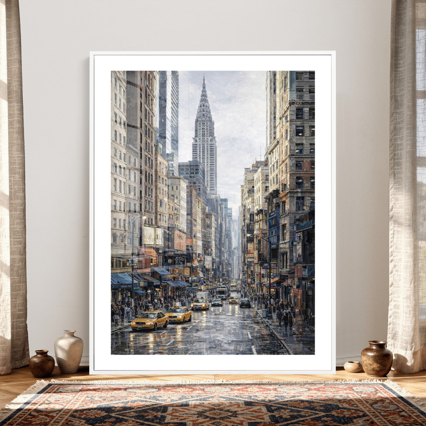 37693299-MGV-CV-24X36 - Chrysler Building New York Wall Art Canvas Print, Abstract NYC Street Painting Canvas Print, Modern Manhattan City Artwork for Living Room Decor