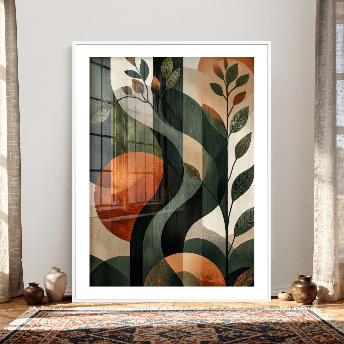 82797335-MGV-CV-24X36 - Abstract Green Flowers Wall Art Canvas Print