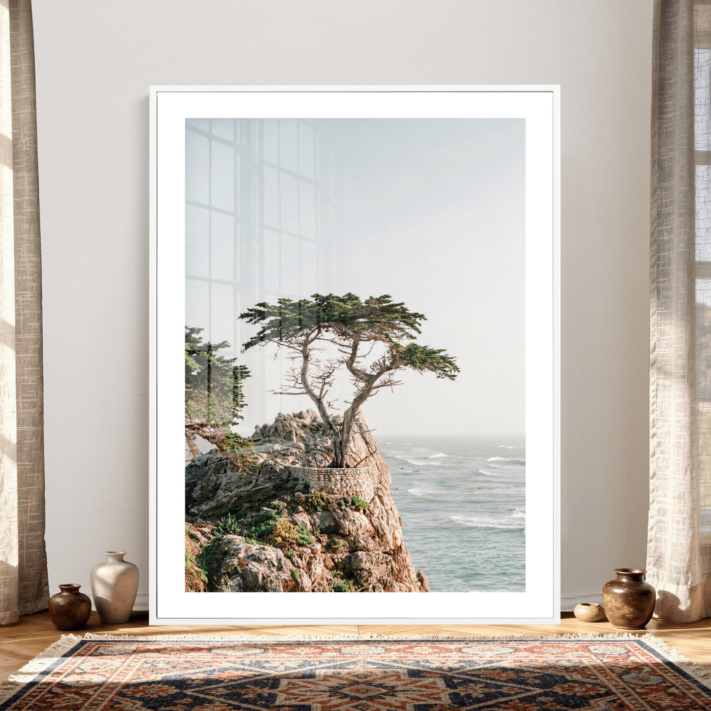 68839391-MGV-CV-24X36 - Lone Cypress Canvas Wall Art, Pebble Beach California Photography Print, Coastal Tree Ocean Decor, Monterey Nature Art, Minimalist Wall Art