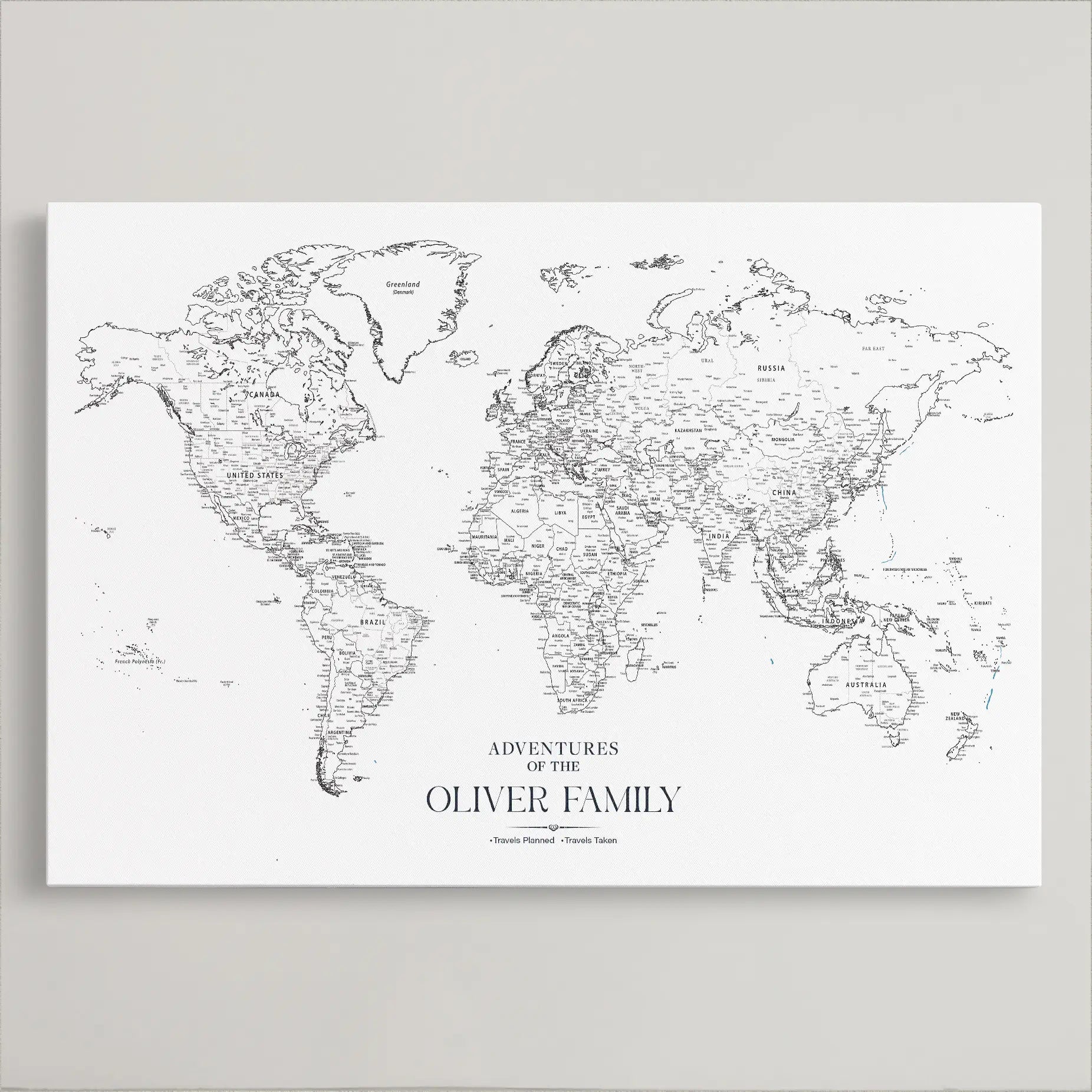 -Personalized Push Pin World Map Canvas – Custom Framed Travel Tracker Wall Art, Large Adventure Map with Pins for Home, Office