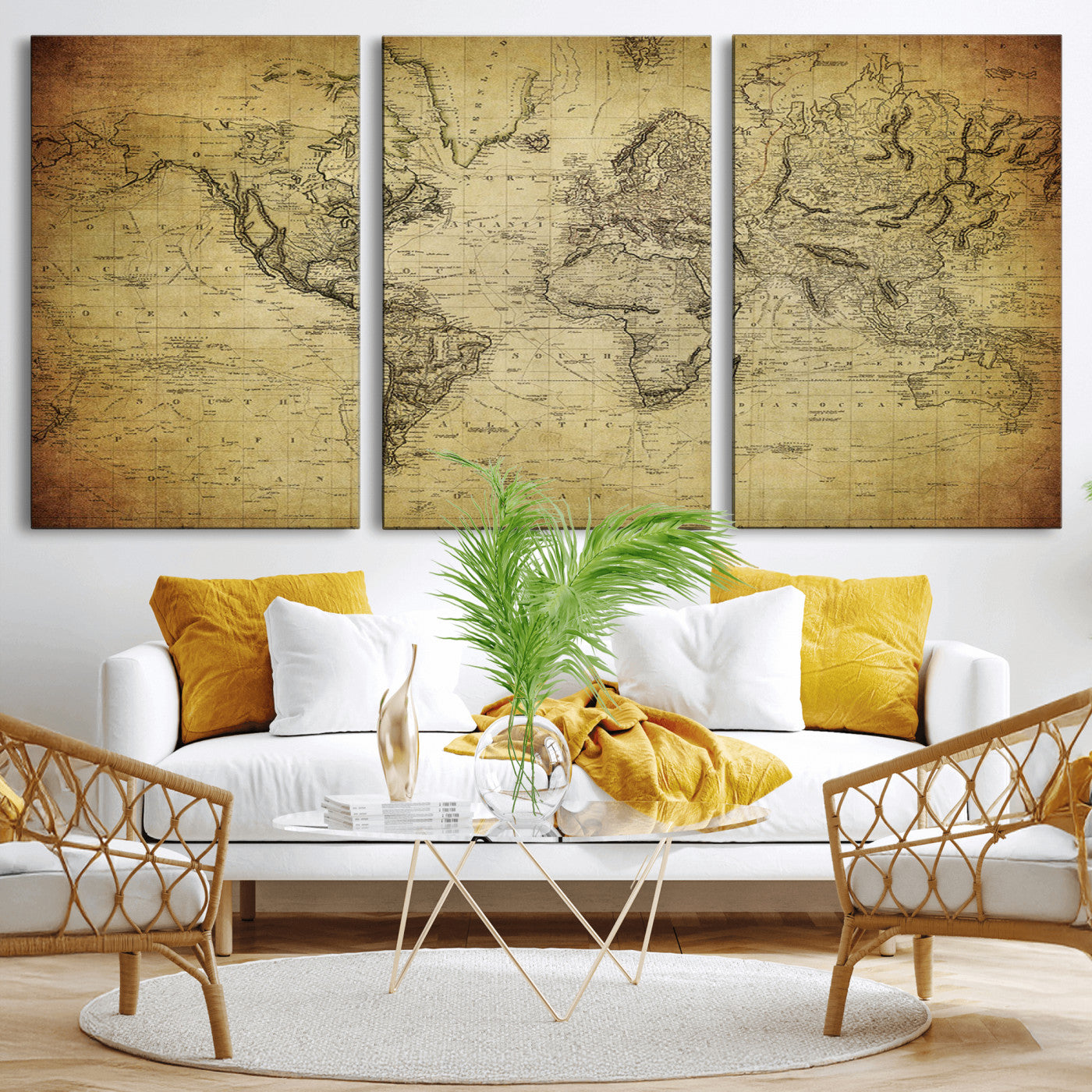 -Push Pin World Map Canvas Print – Travel Tracker Wall Art for Couples, Perfect Anniversary Gift for Home or Office Decor