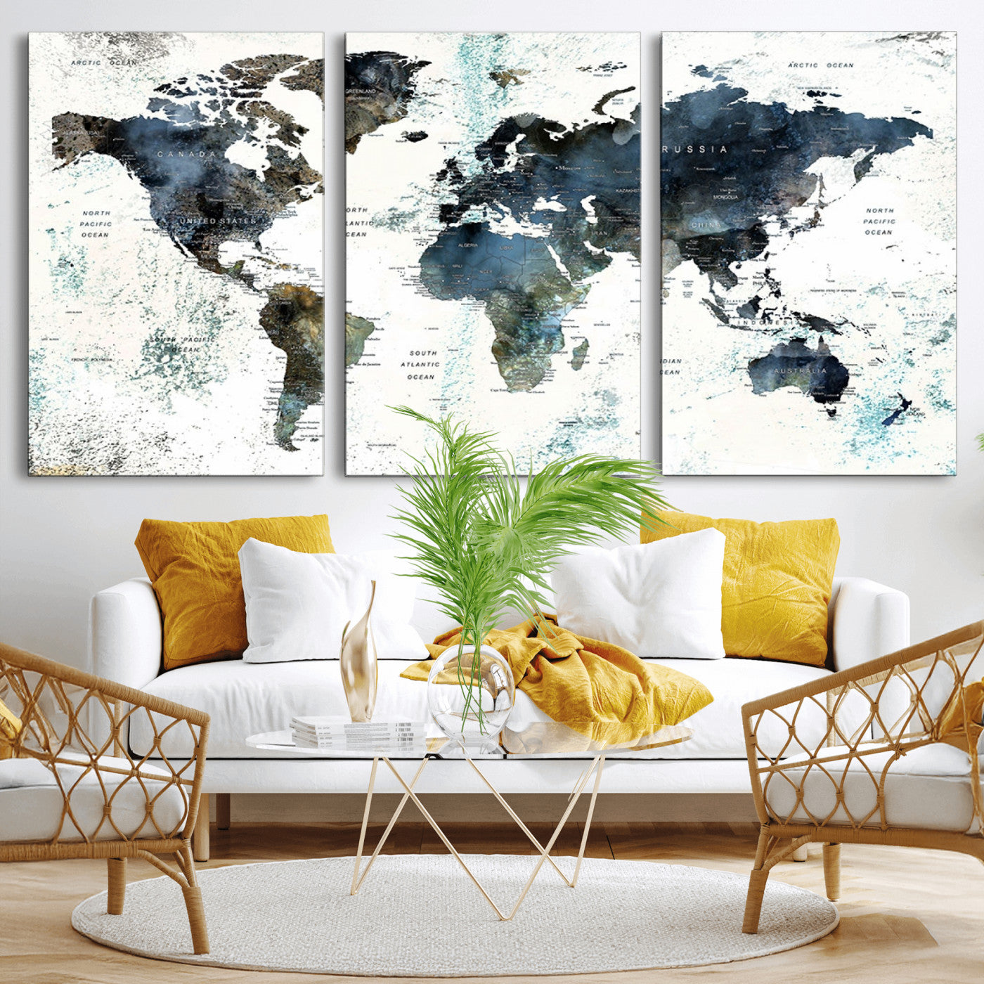 75398-MGV-CV-36X24-Push Pin World Map Canvas Print – Travel Tracker Wall Art for Couples, Perfect Anniversary Gift for Home or Office Decor
