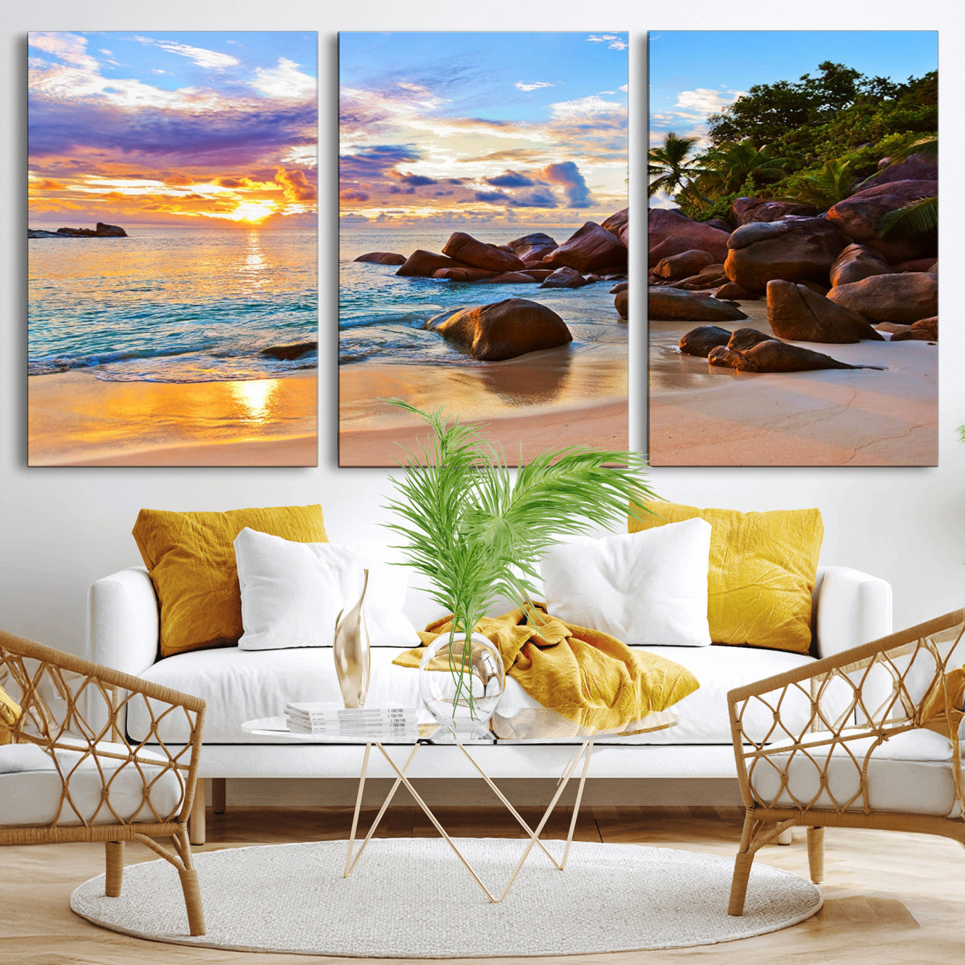 -Tropical Island Beach Sunset Canvas Print