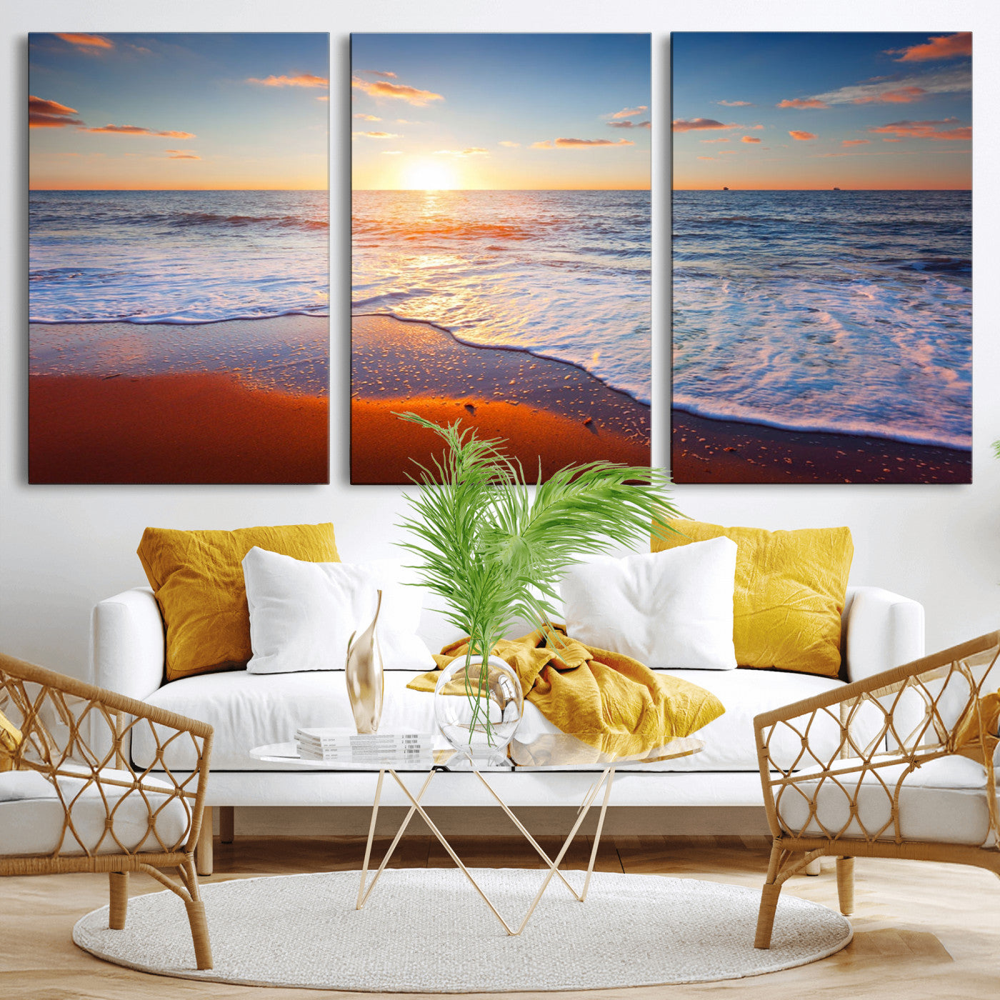 96736-MGV-CV-36X24-Ocean Beach Canvas Wall Art Beach Canvas, Coastal Sunset Tropical Island Beach Sunset Artwork Print