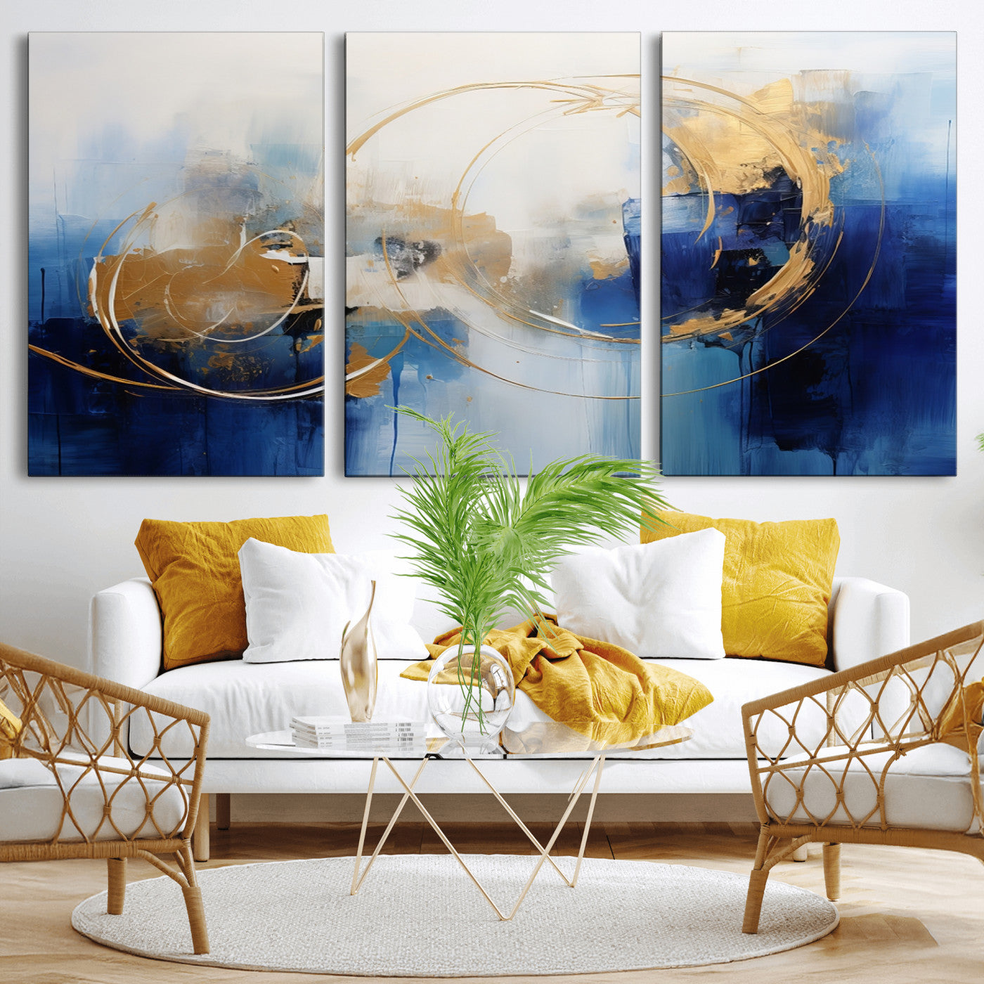 52314-MGV-CV-36X24-Navy Blue Abstract Wall Art Canvas Print