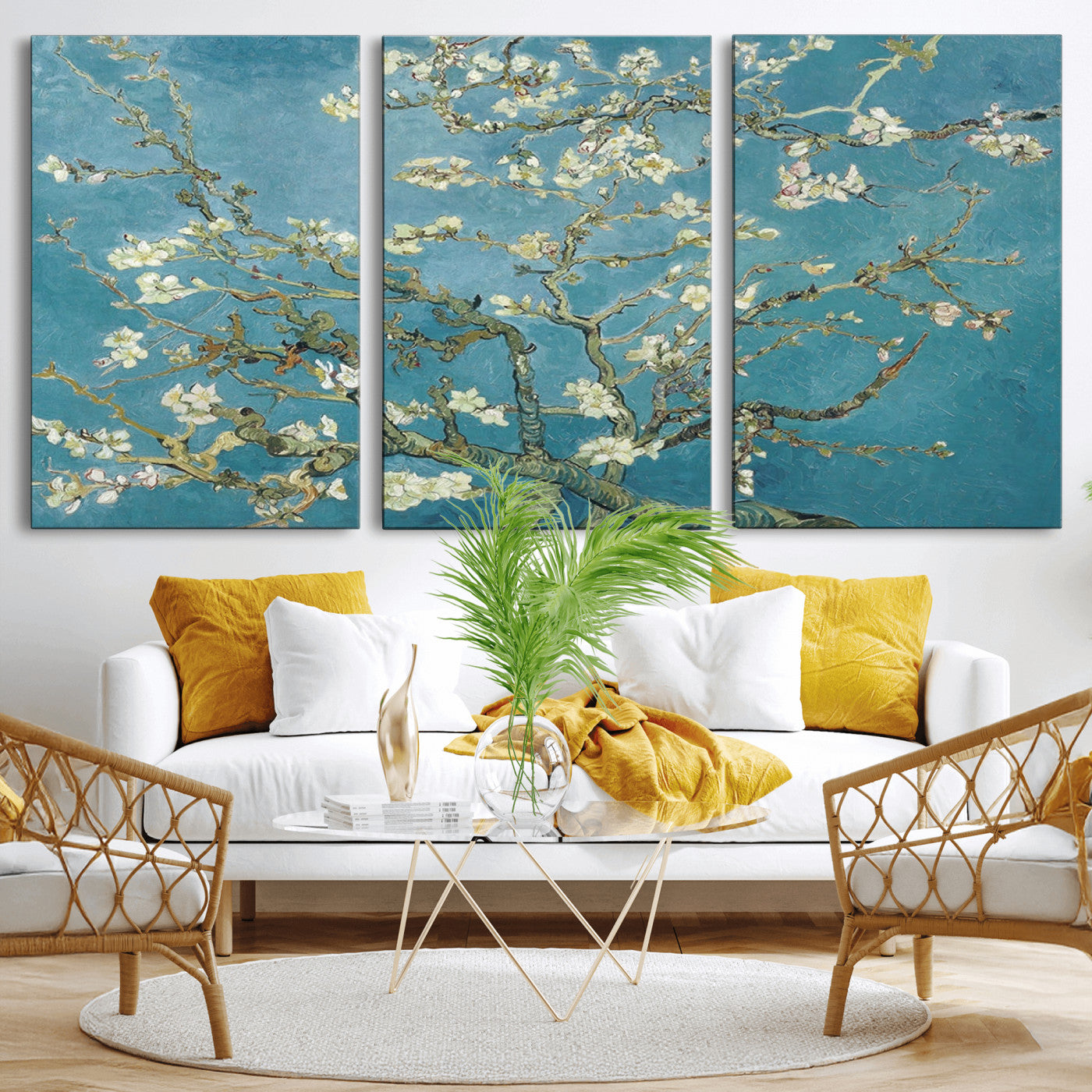 65607-MGV-CV-36X24-Vincent Van Gogh's Almond Blossom Abstract Wall Art Canvas, Van Gogh Almond Blossom Canvas Print