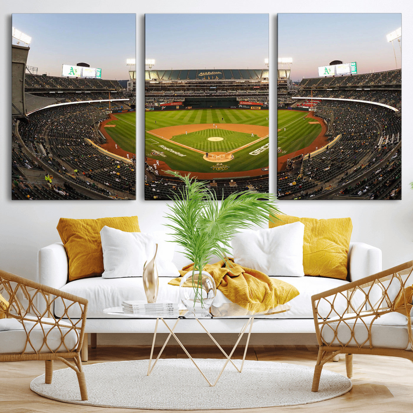 -Oakland Athletics Baseball Team Print - RingCentral Coliseum Stadium Wall Art Canvas Print