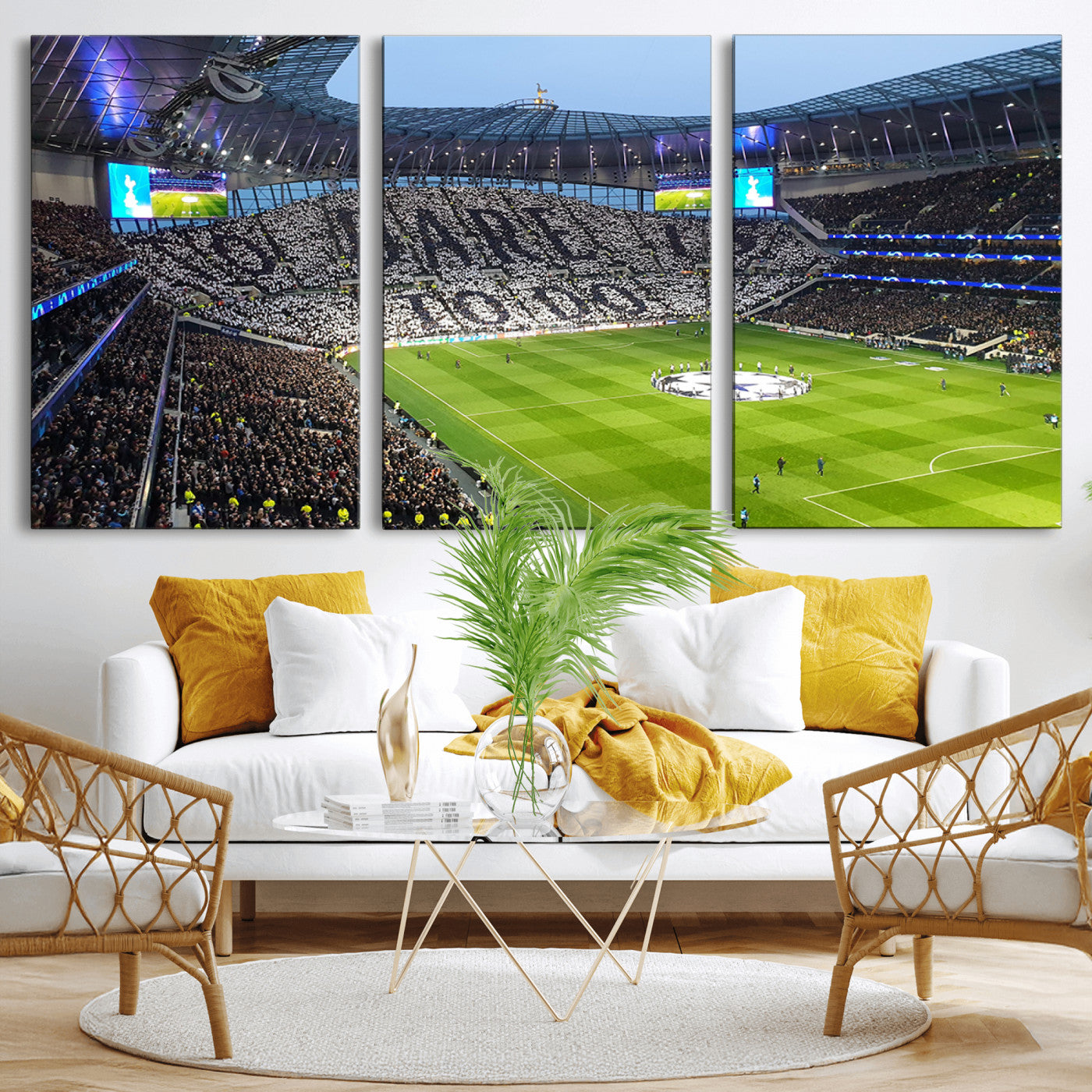 -Tottenham Hotspur Stadium Canvas Print, Match Day Triple Canvas Wall Art - Premier League Football