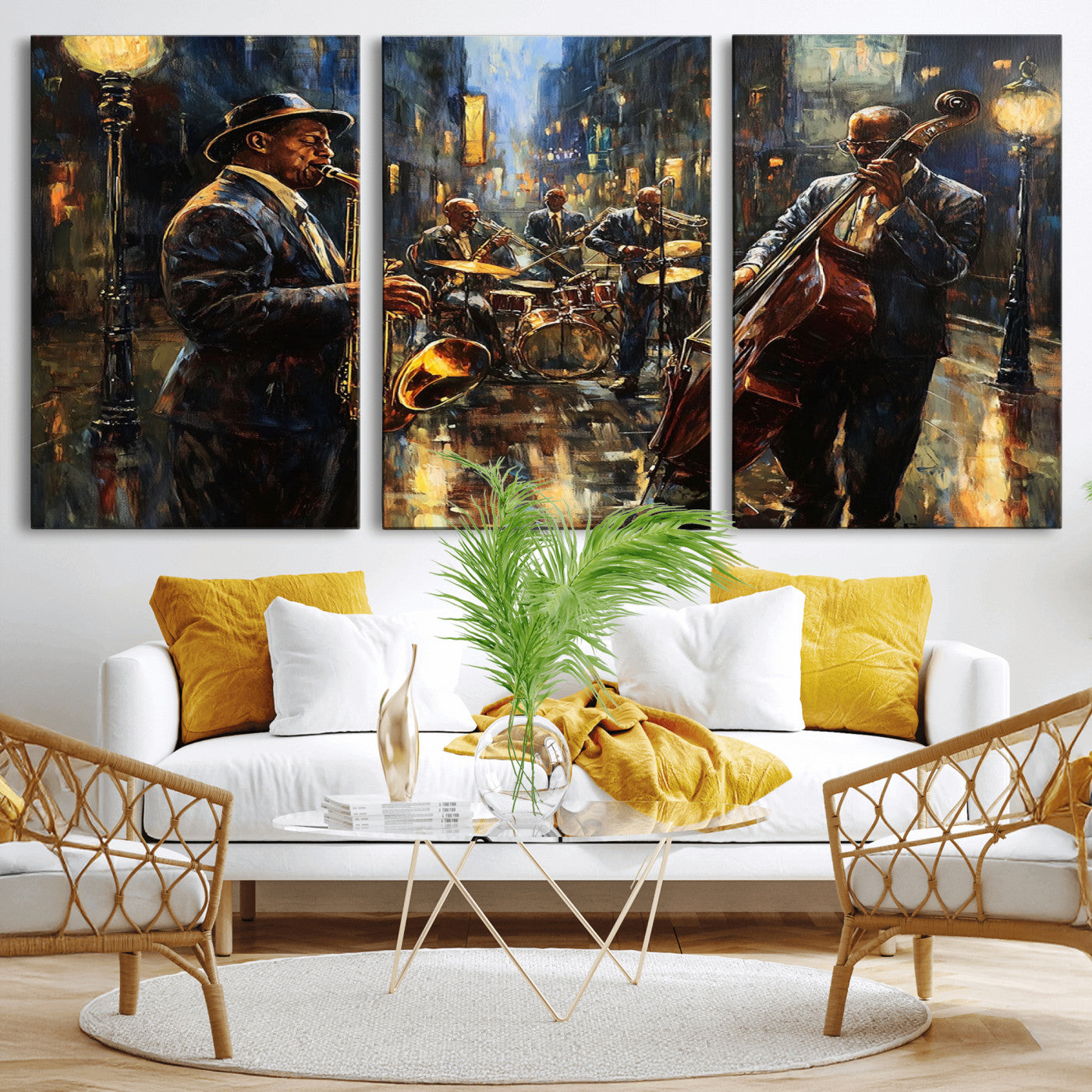 -Jazz Canvas Wall Art Print - Abstract African American Music Art - Framed Posters for Living Room or