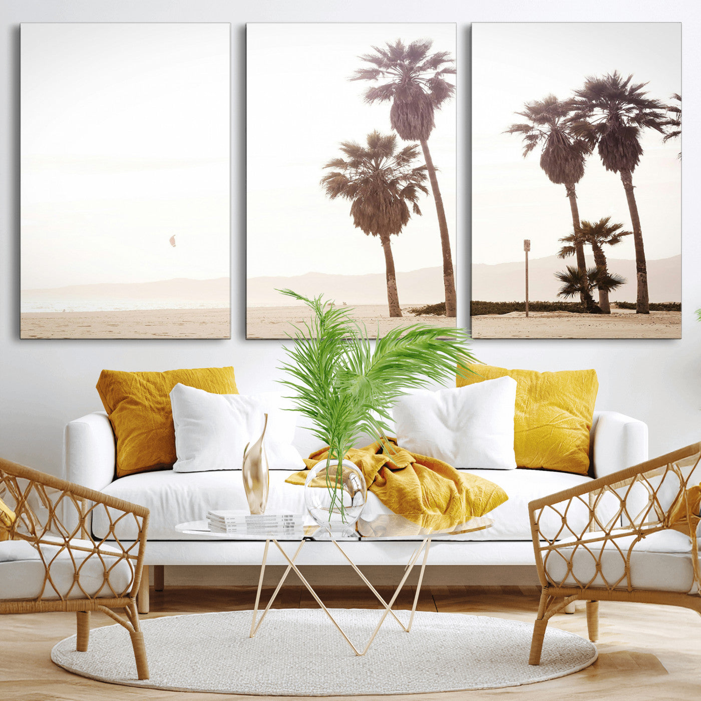 -Coastal Light Wall Art Canvas Print – Relaxing Shoreline Minimalist Ocean Tropical Serenity Artwork for Home, Office
