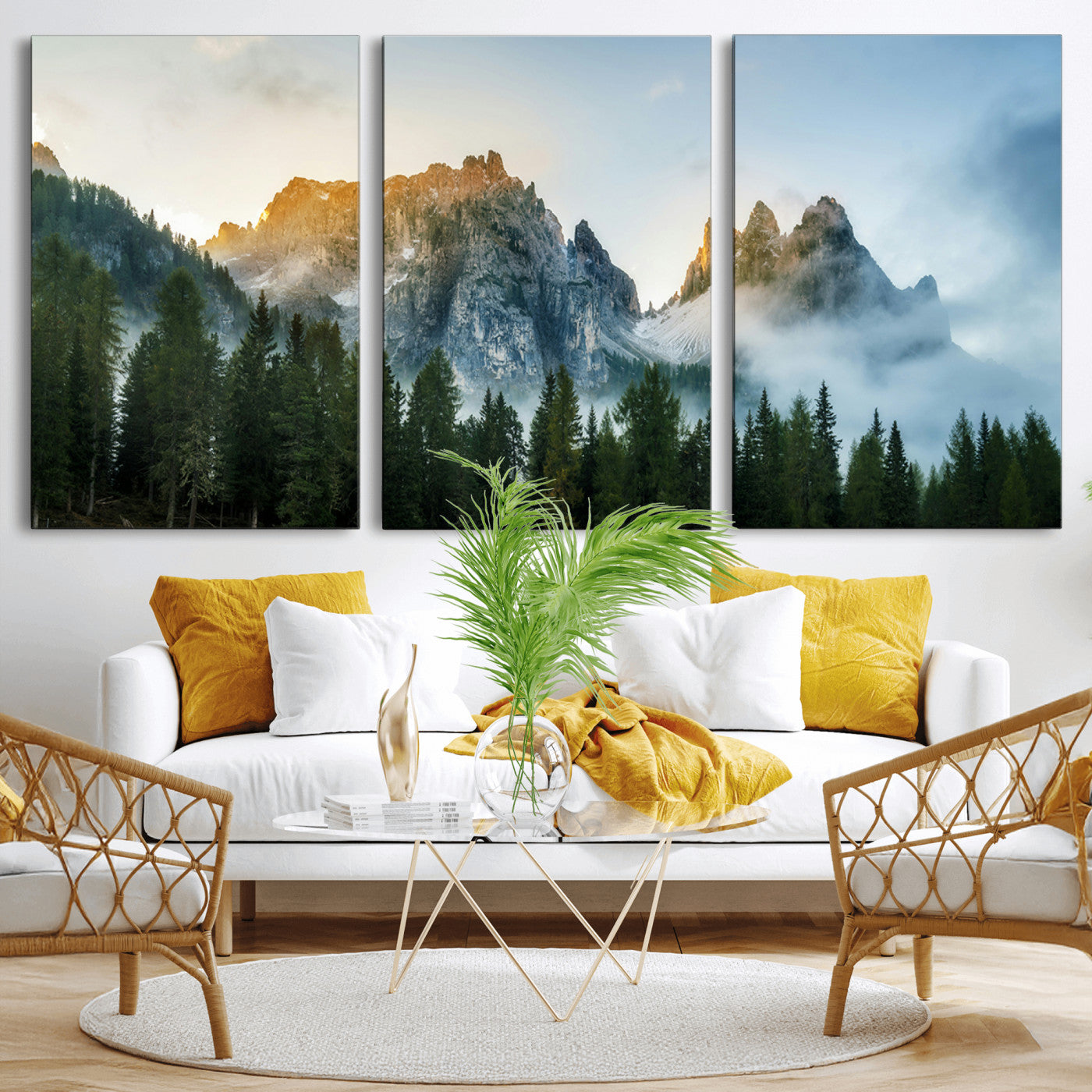 21145440-MGV-CV-36X24-Wilderness Wall Art Canvas Print – Misty Forest Nature Landscape Photography Rustic Scenic Artwork for Home, Office