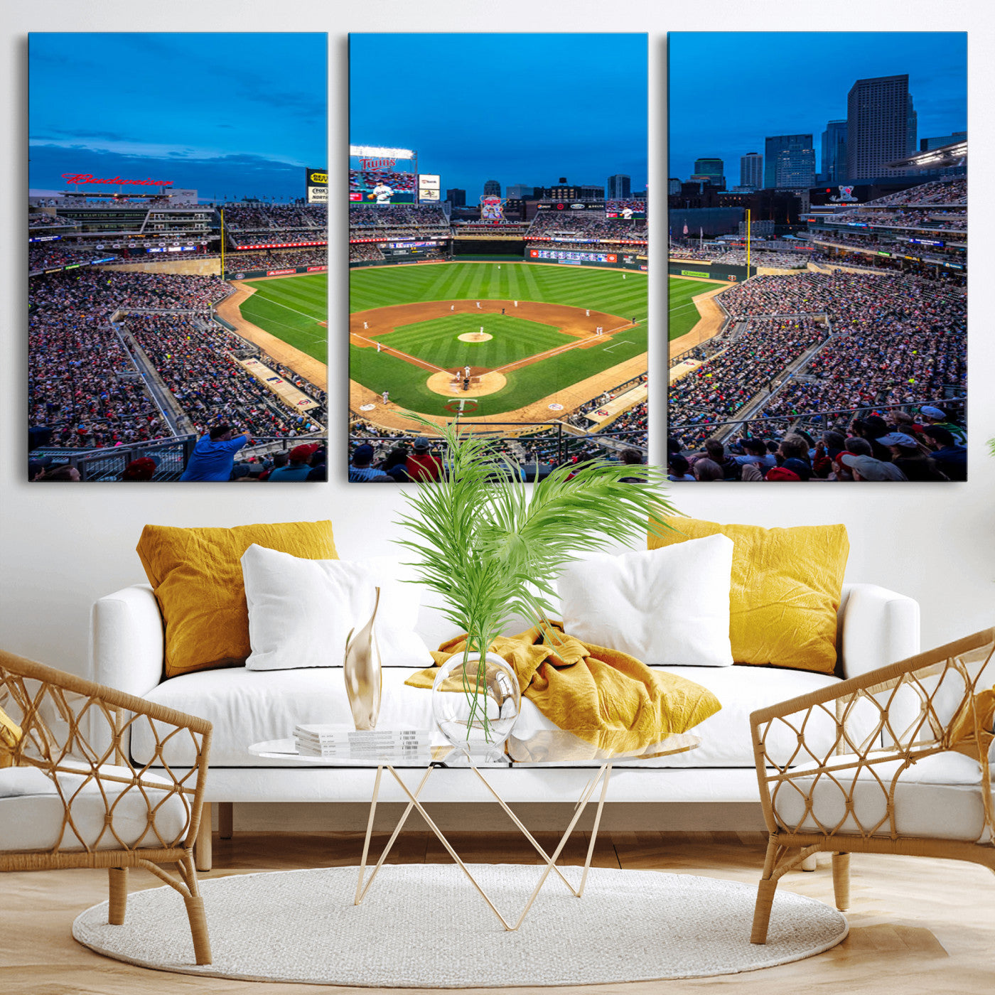 77273035-MGV-CV-36X24-Target Field Stadium Wall Art Canvas Print – Minnesota Twins Baseball Team Iconic Ballpark Scene for home, office