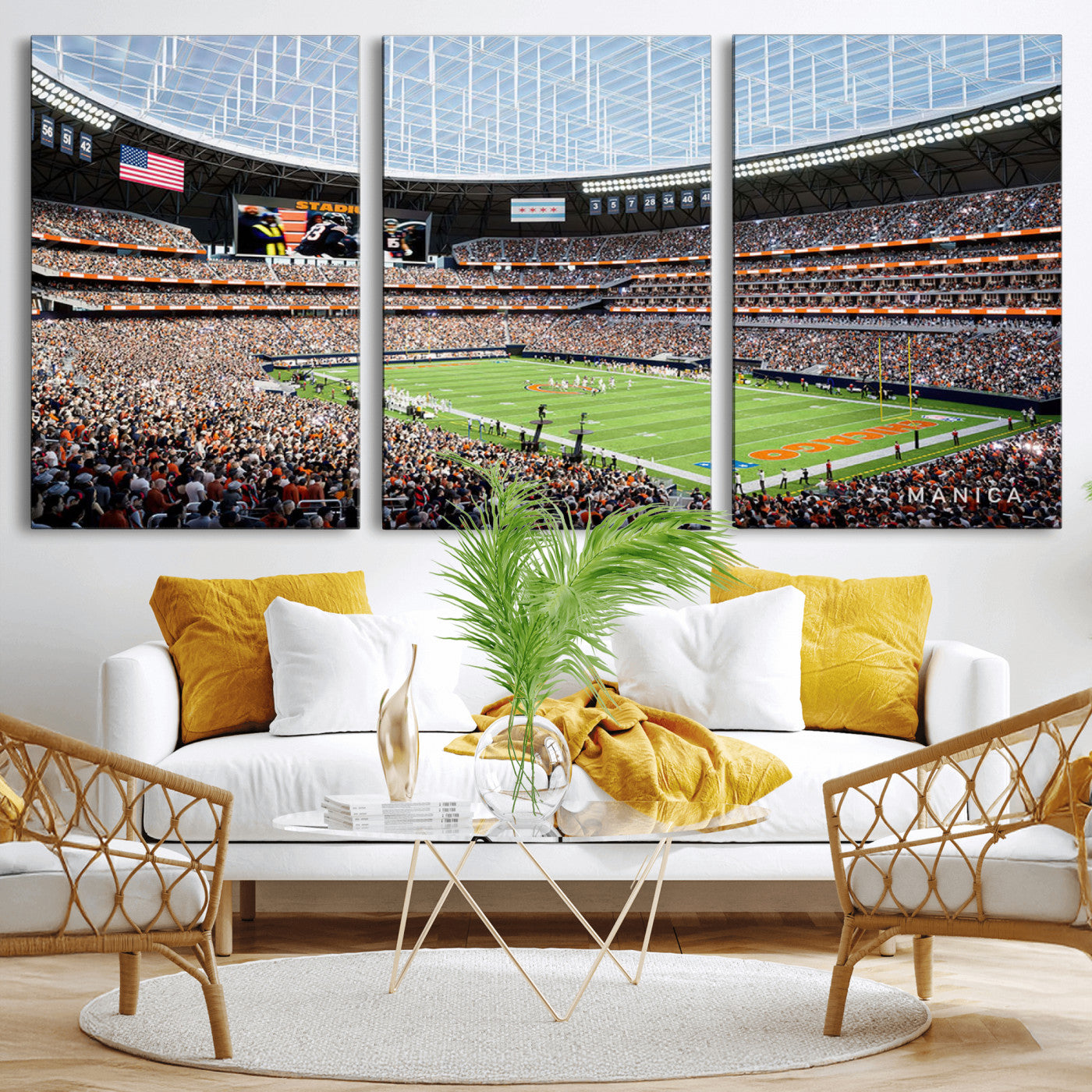 -Chicago Bears Soldiers Field Wall Art Canvas Print – Framed Football Stadium Artwork for Home, Office, Living Room