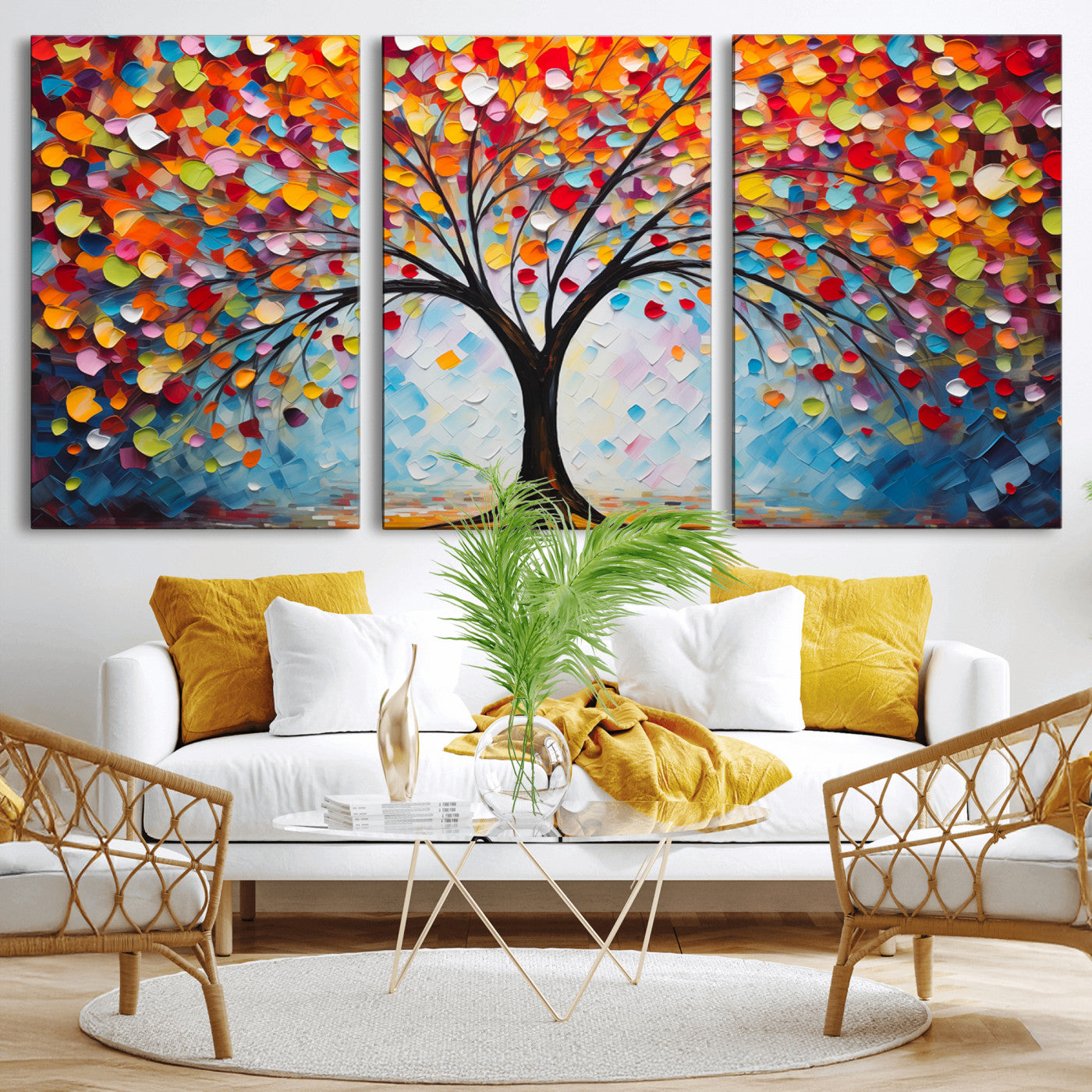 HS2447-MGV-CV-36X24-Vibrant Tree of Life Canvas Wall Art – Colorful Abstract Nature in Modern Decor - Ready to Hang