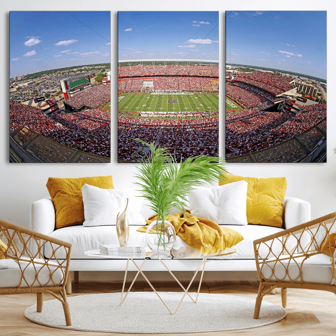 29492070-MGV-CV-60X30-3P - William Brice Stadium Wall Art Canvas Print – Stadium Crowd Sports Field Outdoor Event Football Game Artwork for Home Office