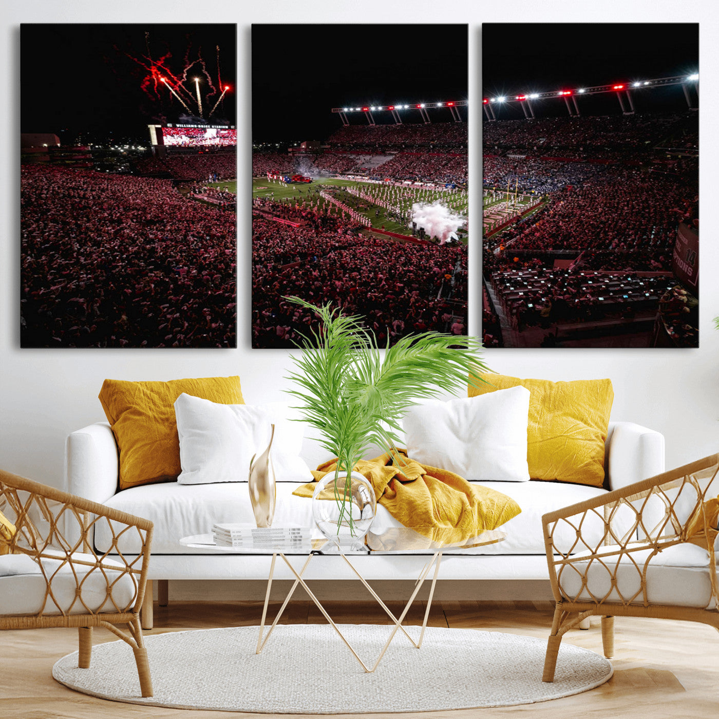 60690191-MGV-CV-60X30-3P - William Brice Stadium Wall Art Print – Baseball Game Room Artwork Print for Basement Dorm, Home, Office