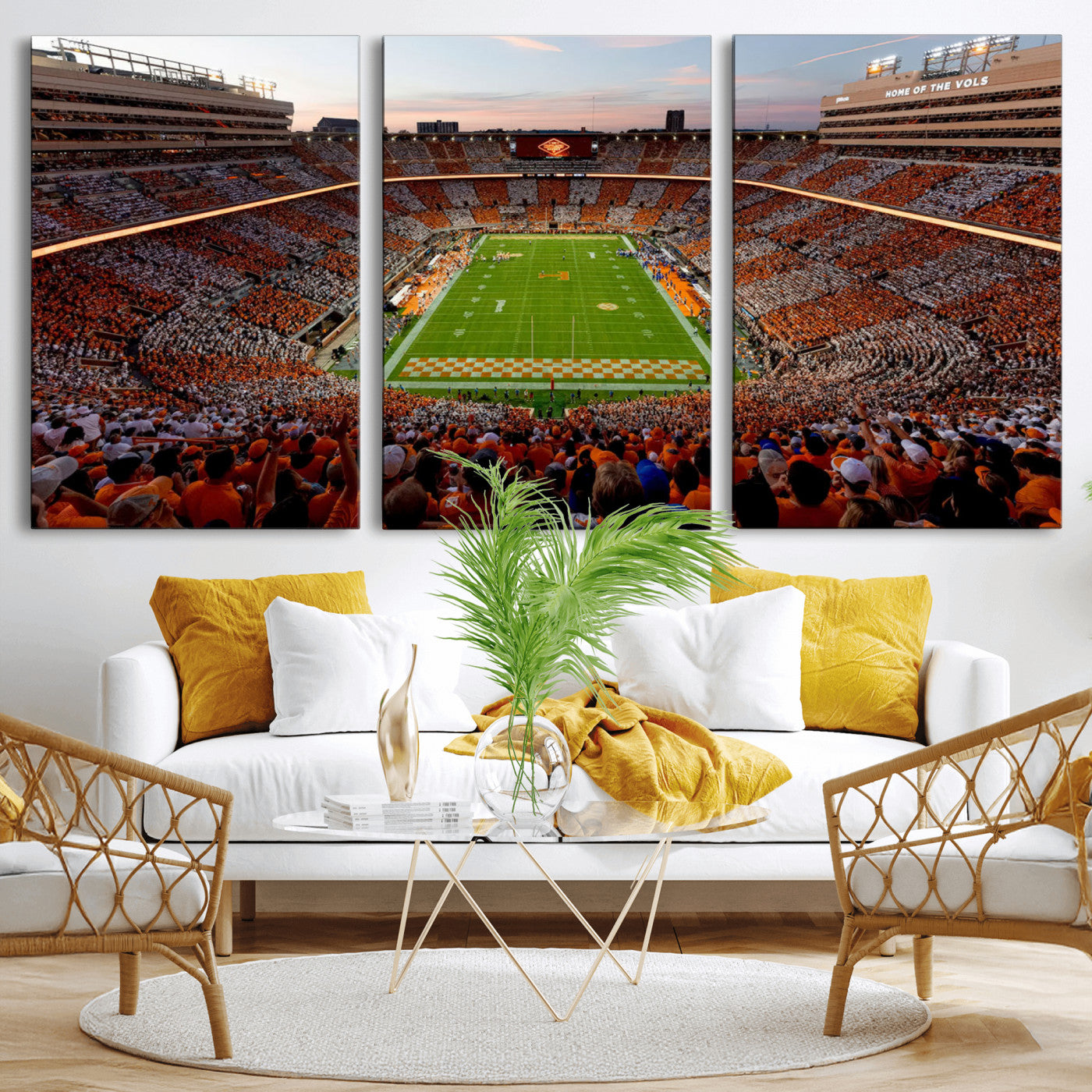 37160229-MGV-CV-48X32-3P-Tennessee Neyland Stadium Wall Art Print, Sports Arena Canvas Wall Art, Panoramic Stadium Canvas Print, Modern Athletic Field Art Printing