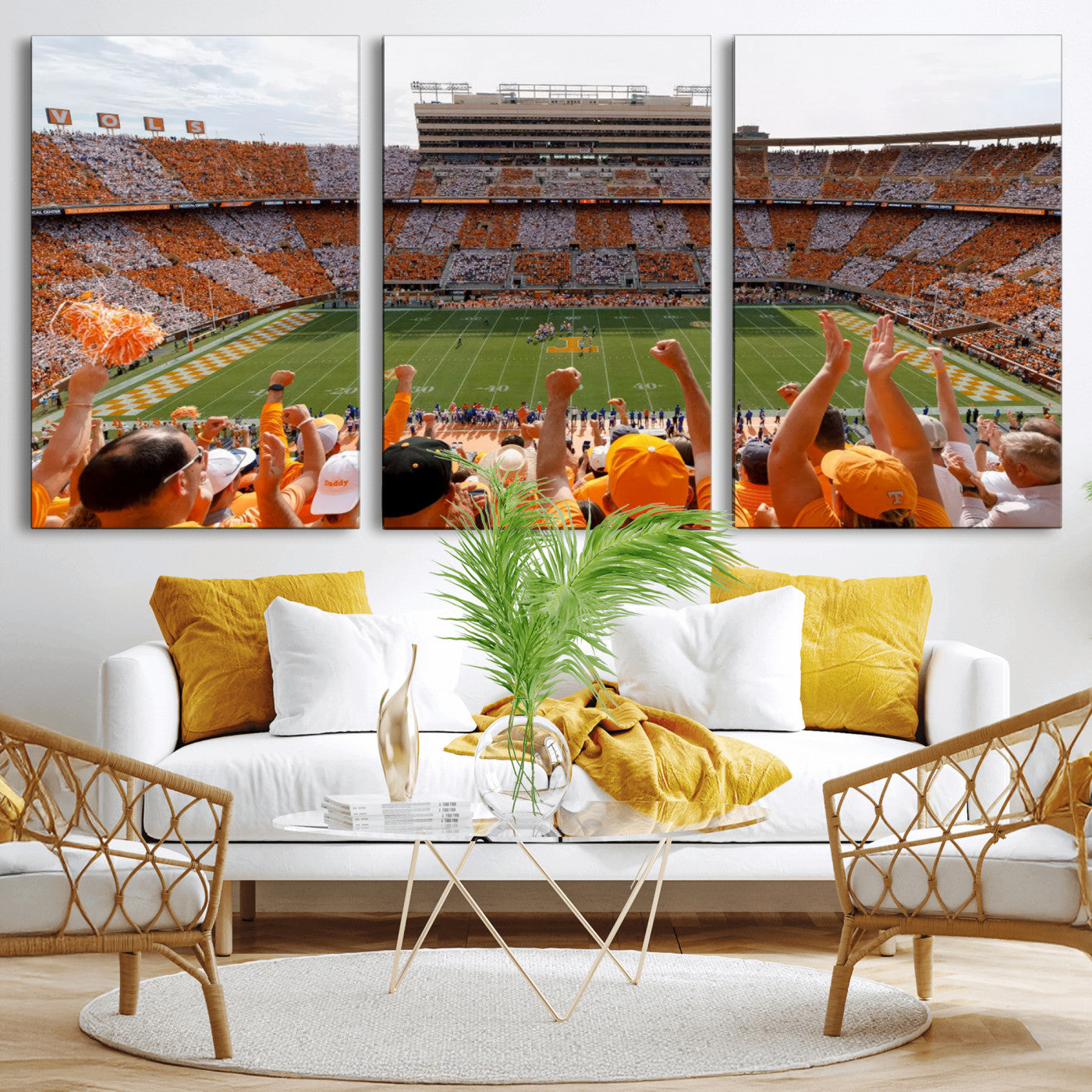 76011417-MGV-CV-60X30-3P - Tennessee Neyland Stadium Wall Art, Sports Arena Canvas Print, Panoramic Stadium Artwork for Home, Office