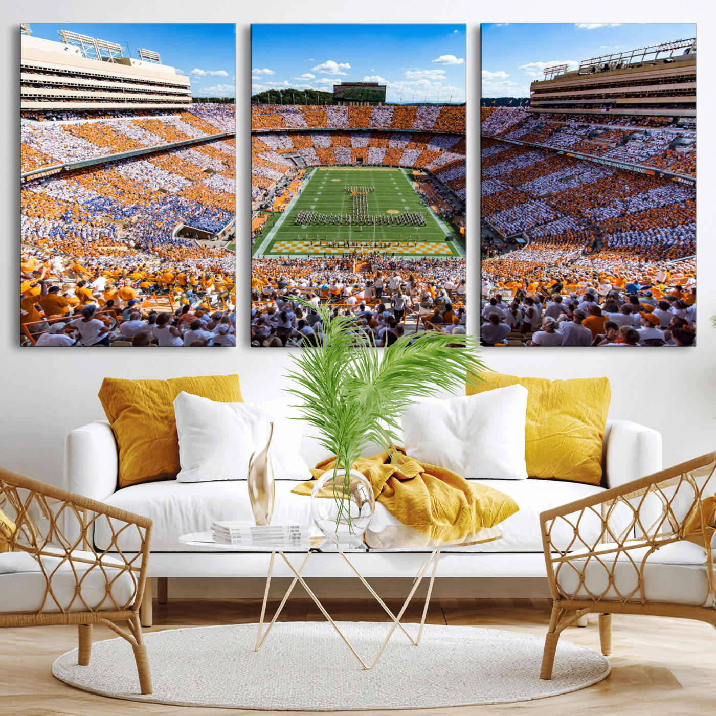 64238859-MGV-CV-48X32-3P-Tennessee Neyland Stadium Wall Art, Sports Arena Canvas Print, Panoramic Stadium Artwork for Home, Office