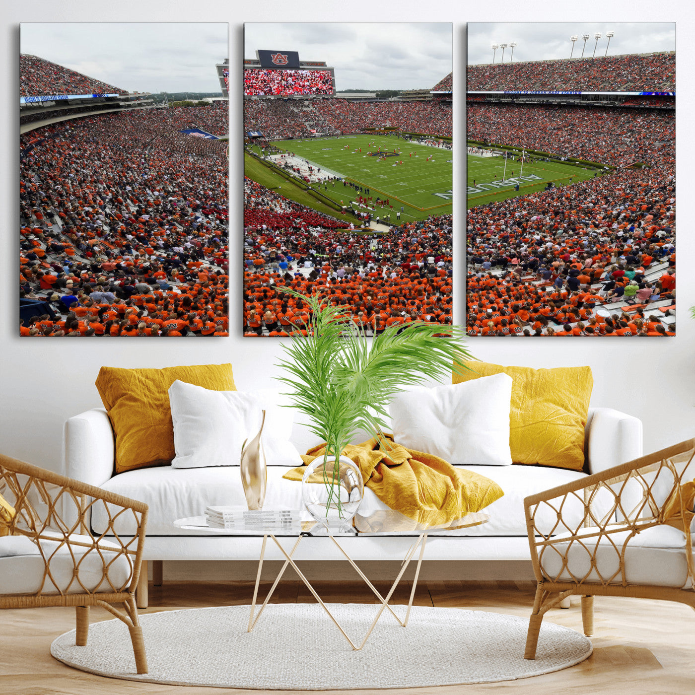 39597998-MGV-CV-36X24-Jordan-Hare Stadium Wall Art Canvas Print, College Sports Art for Man Cave or Game Room, Framed Alabama Football Decor