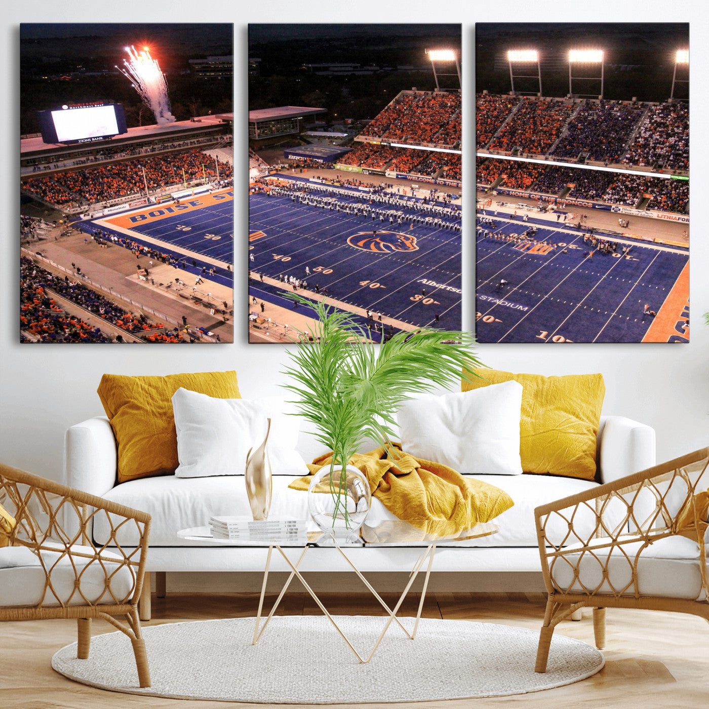 58849575-MGV-CV-36X24 - Boise State Stadium Large Wall Art Canvas Print for Living Room Office Wall Decor