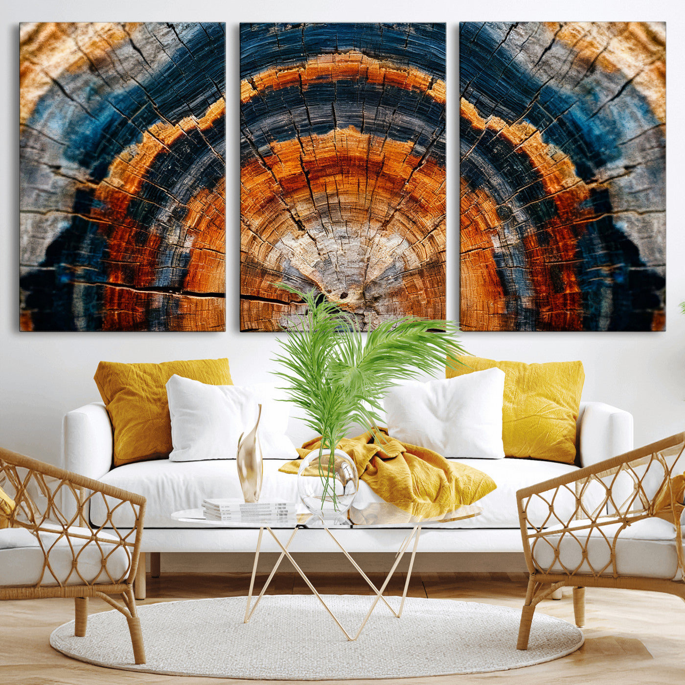 92693966N-MGV-CV-36X24 - Abstract Wood Grain Canvas Print, Tree Ring Pattern Wall Art, Framed Canvas Ready to Hang
